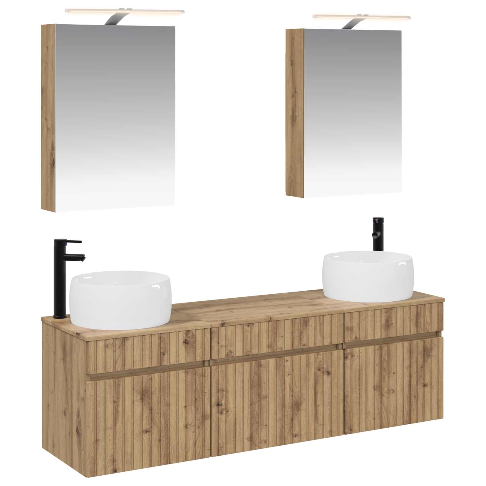 vidaXL Badkamerkastenset 5 pcs Wit 50 x 14,5 x 70 cm Bewerkt hout