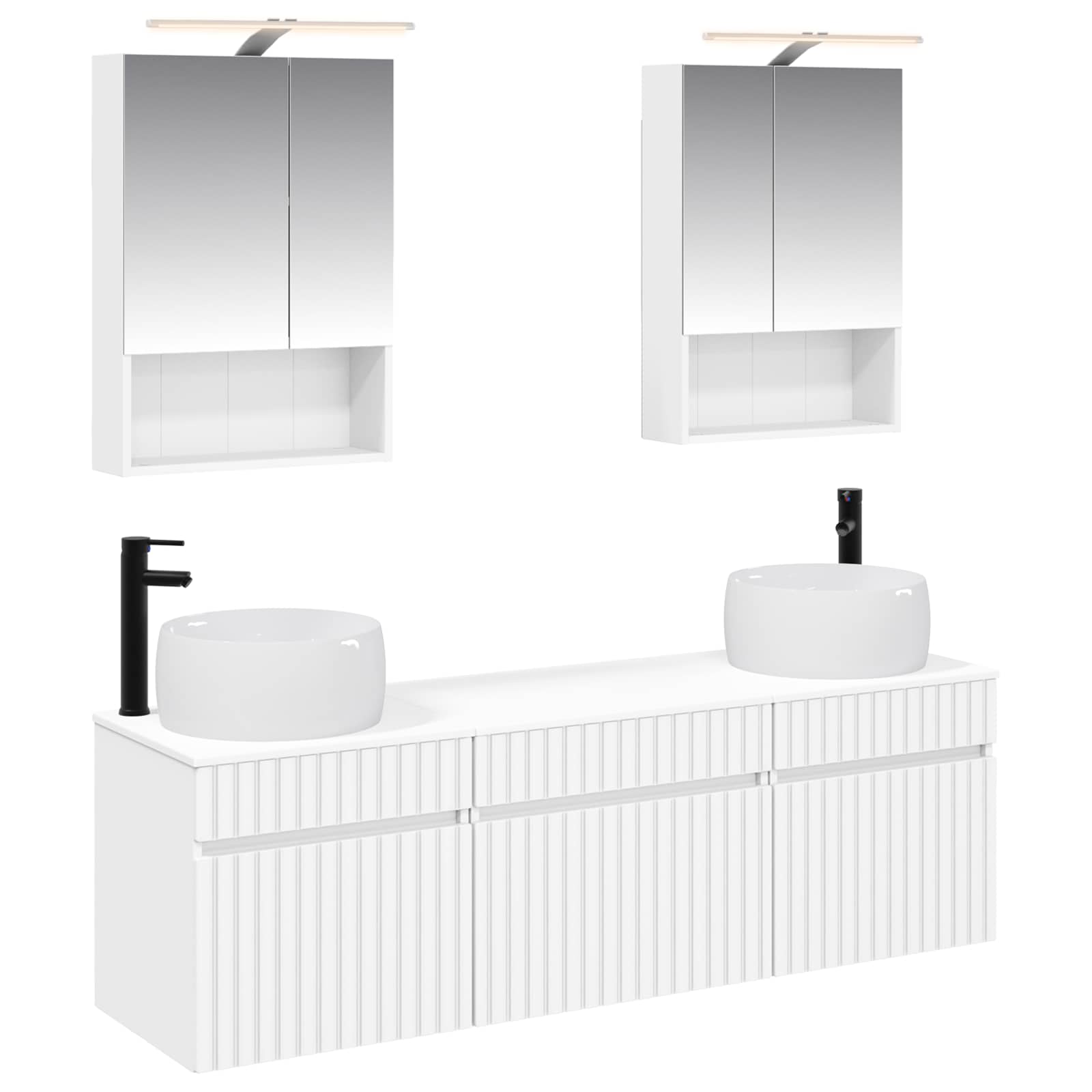 vidaXL Badkamerkastenset 5 pcs Wit 50 x 14,5 x 70 cm Bewerkt hout