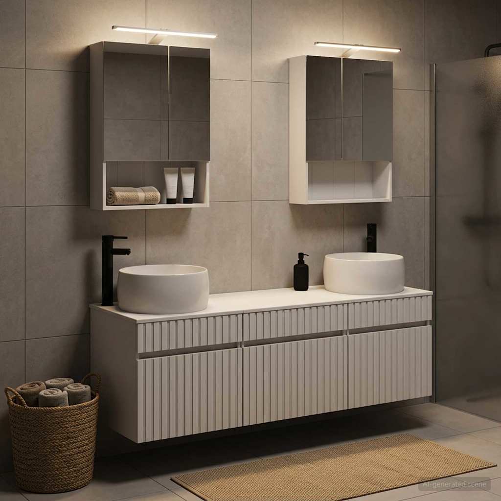 vidaXL Badkamerkastenset 5 pcs Wit 50 x 14,5 x 70 cm Bewerkt hout