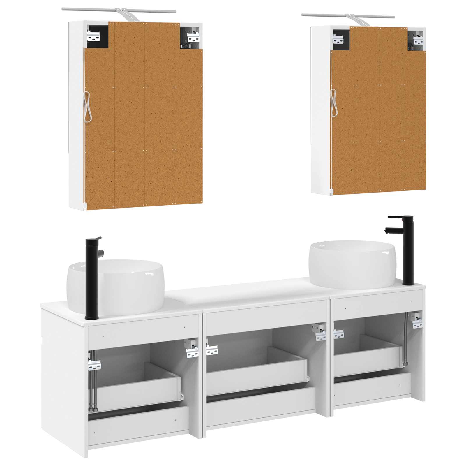vidaXL Badkamerkastenset 5 pcs Wit 50 x 14,5 x 70 cm Bewerkt hout