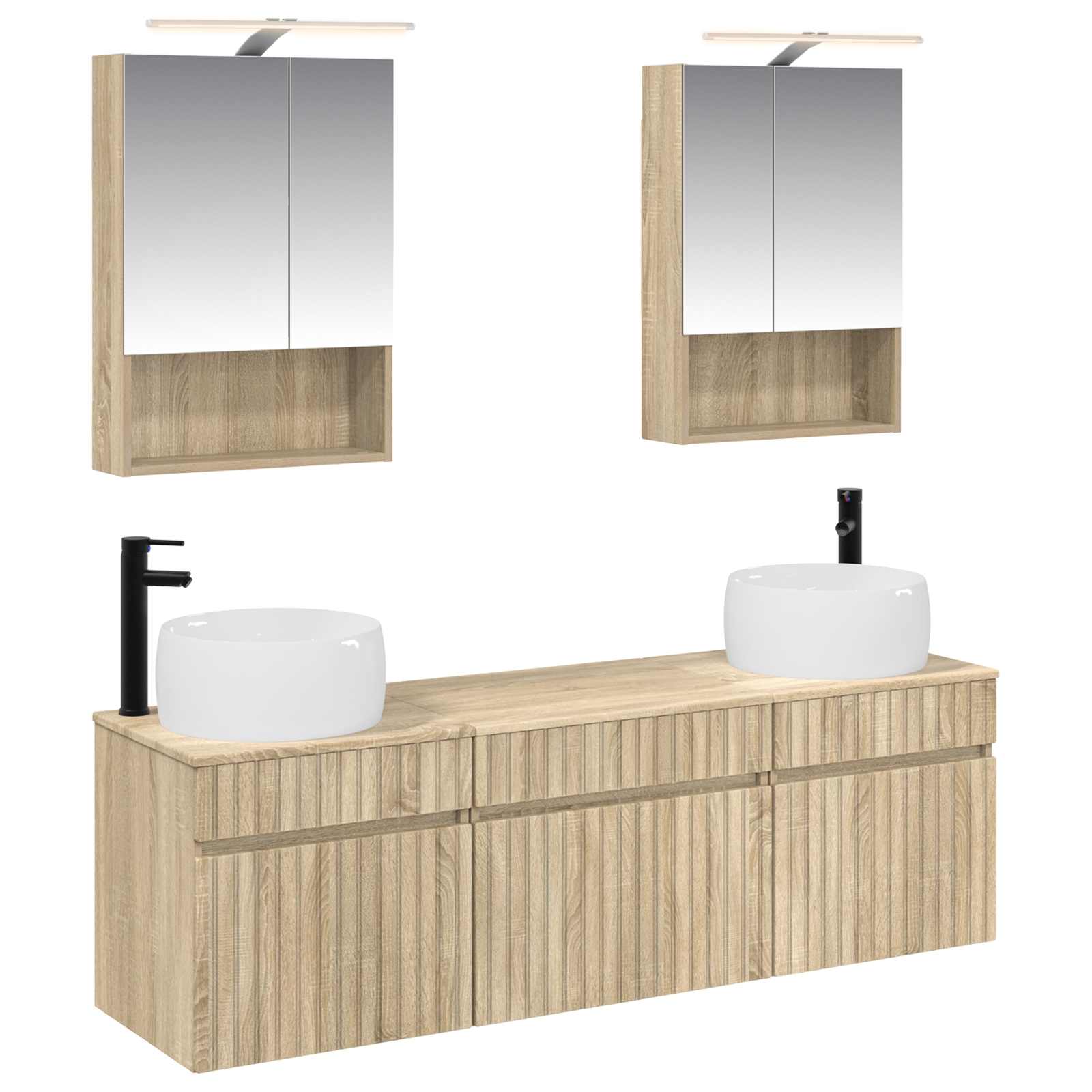 vidaXL Badkamerkastenset 5 pcs Wit 50 x 14,5 x 70 cm Bewerkt hout