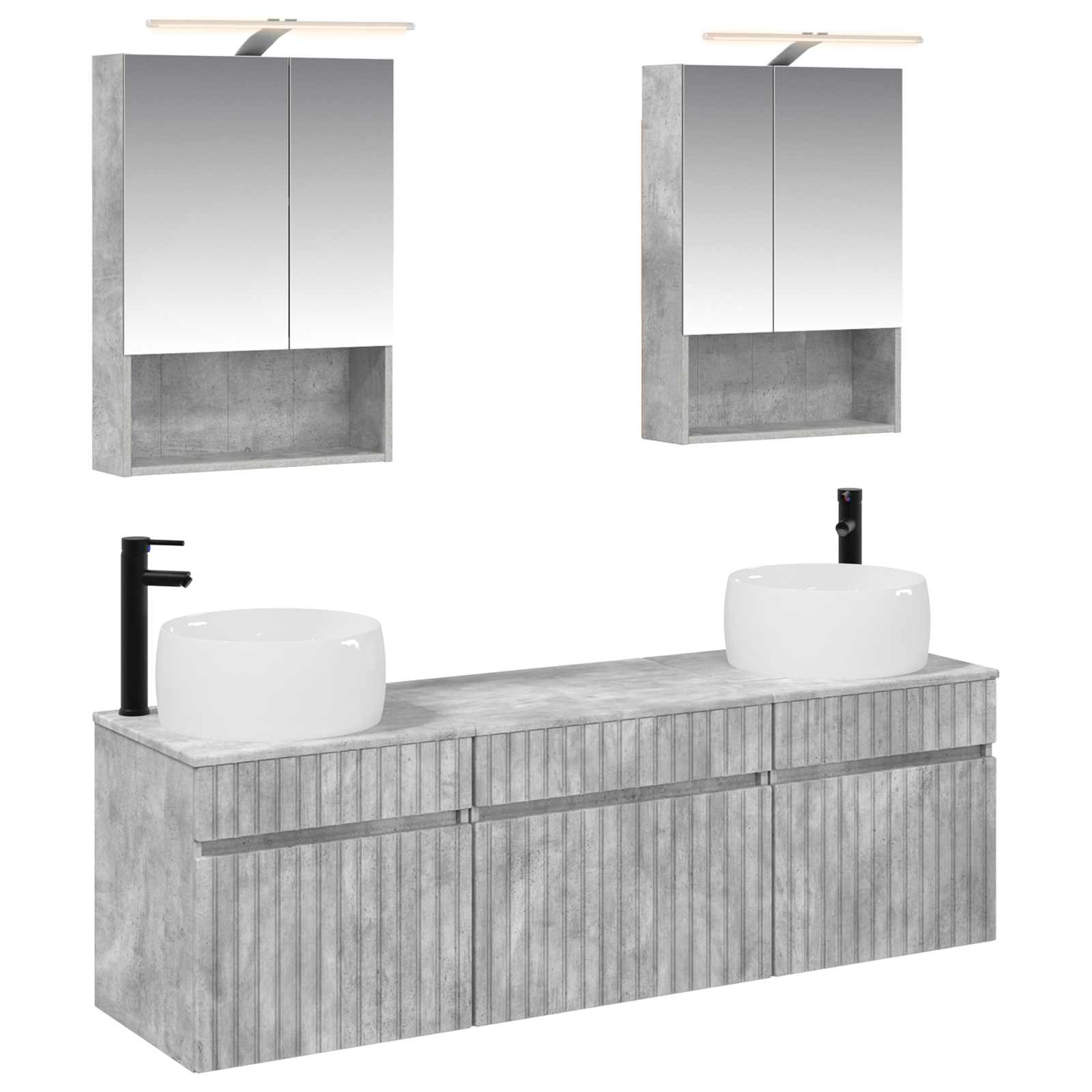 vidaXL Badkamerkastenset 5 pcs Wit 50 x 14,5 x 70 cm Bewerkt hout