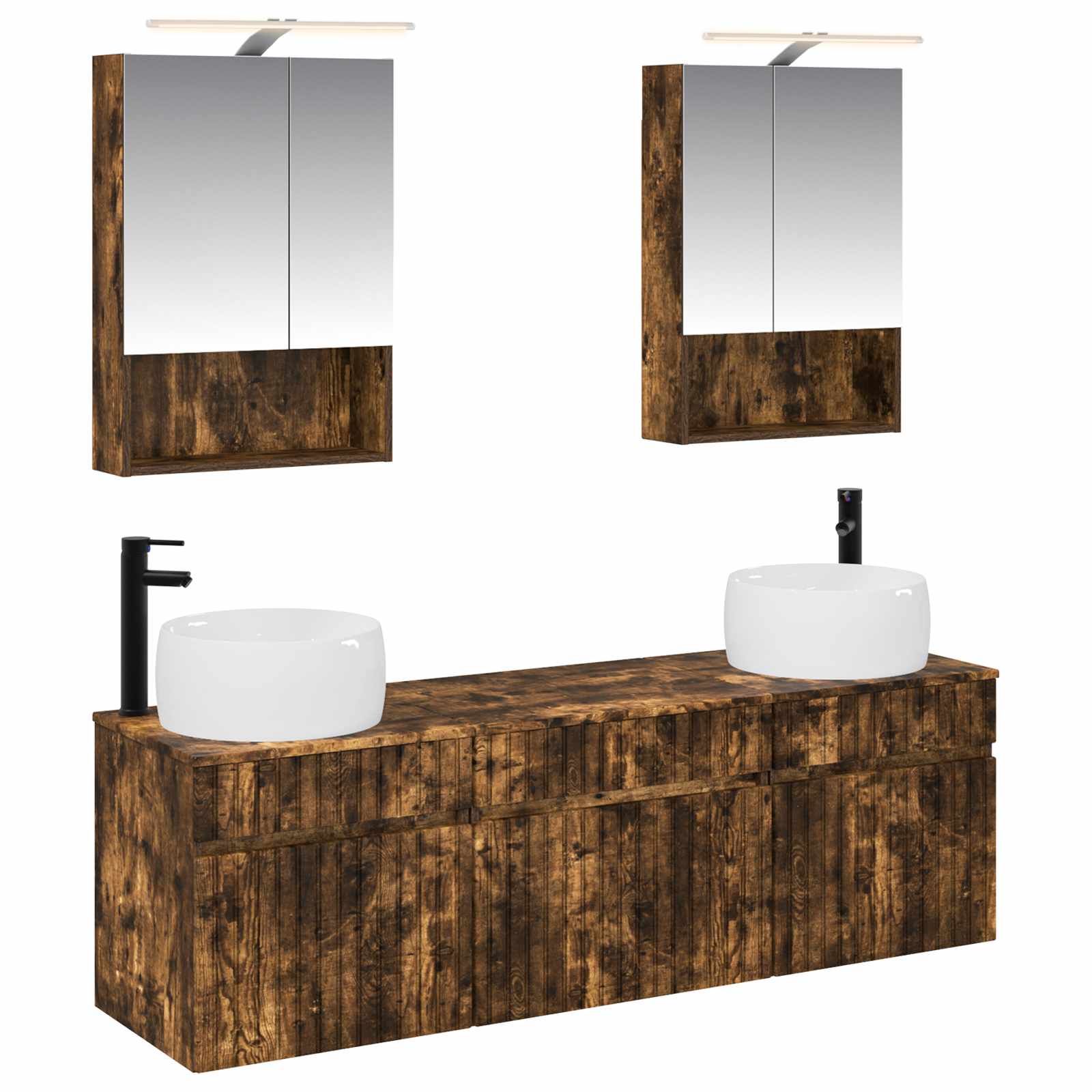 vidaXL Badkamerkastenset 5 pcs Wit 50 x 14,5 x 70 cm Bewerkt hout