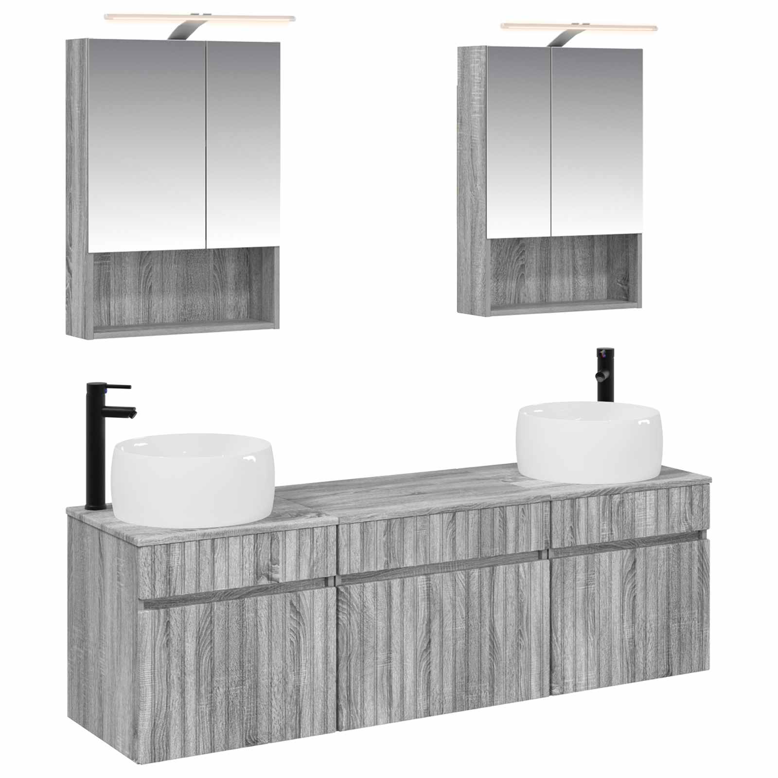 vidaXL Badkamerkastenset 5 pcs Wit 50 x 14,5 x 70 cm Bewerkt hout