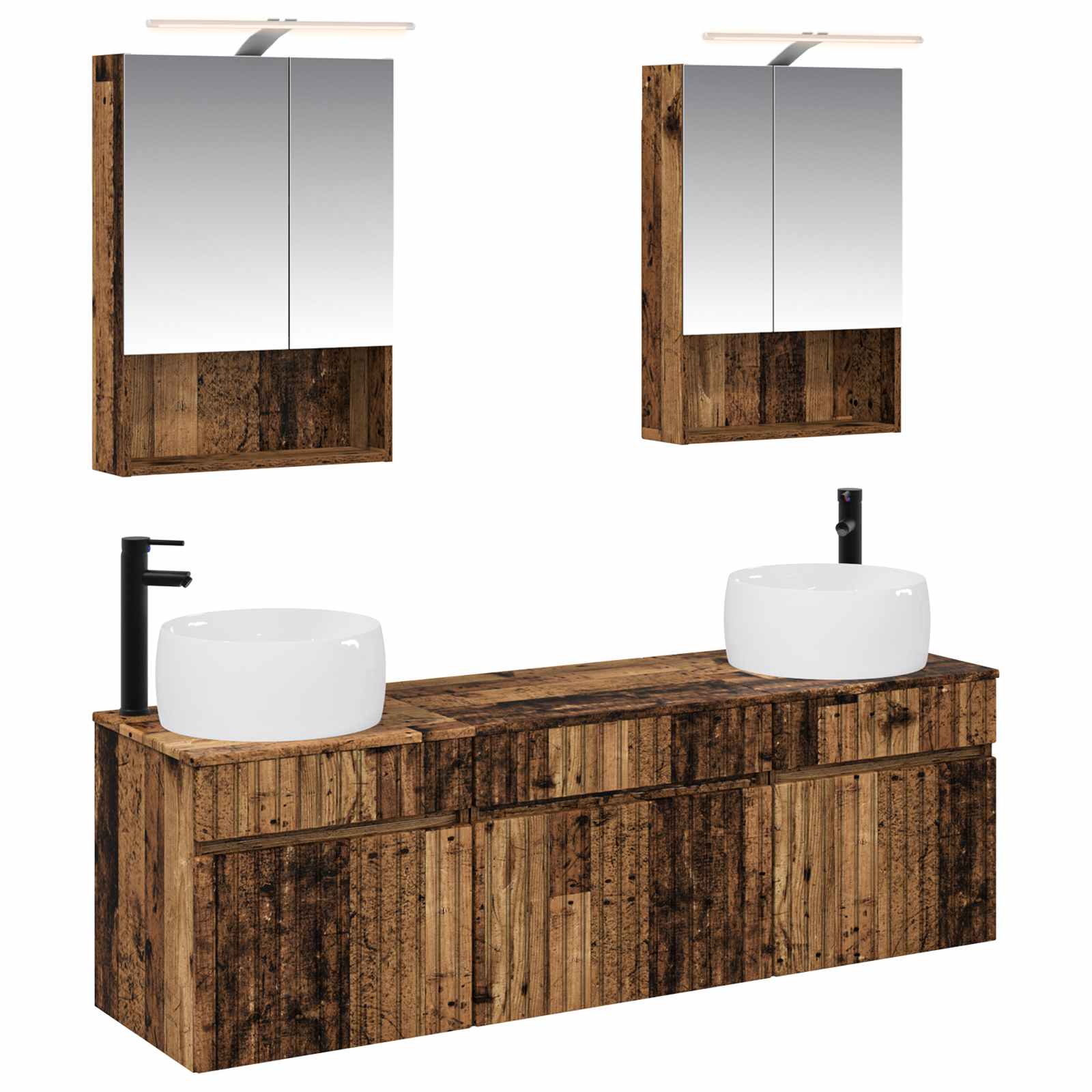 vidaXL Badkamerkastenset 5 pcs Wit 50 x 14,5 x 70 cm Bewerkt hout
