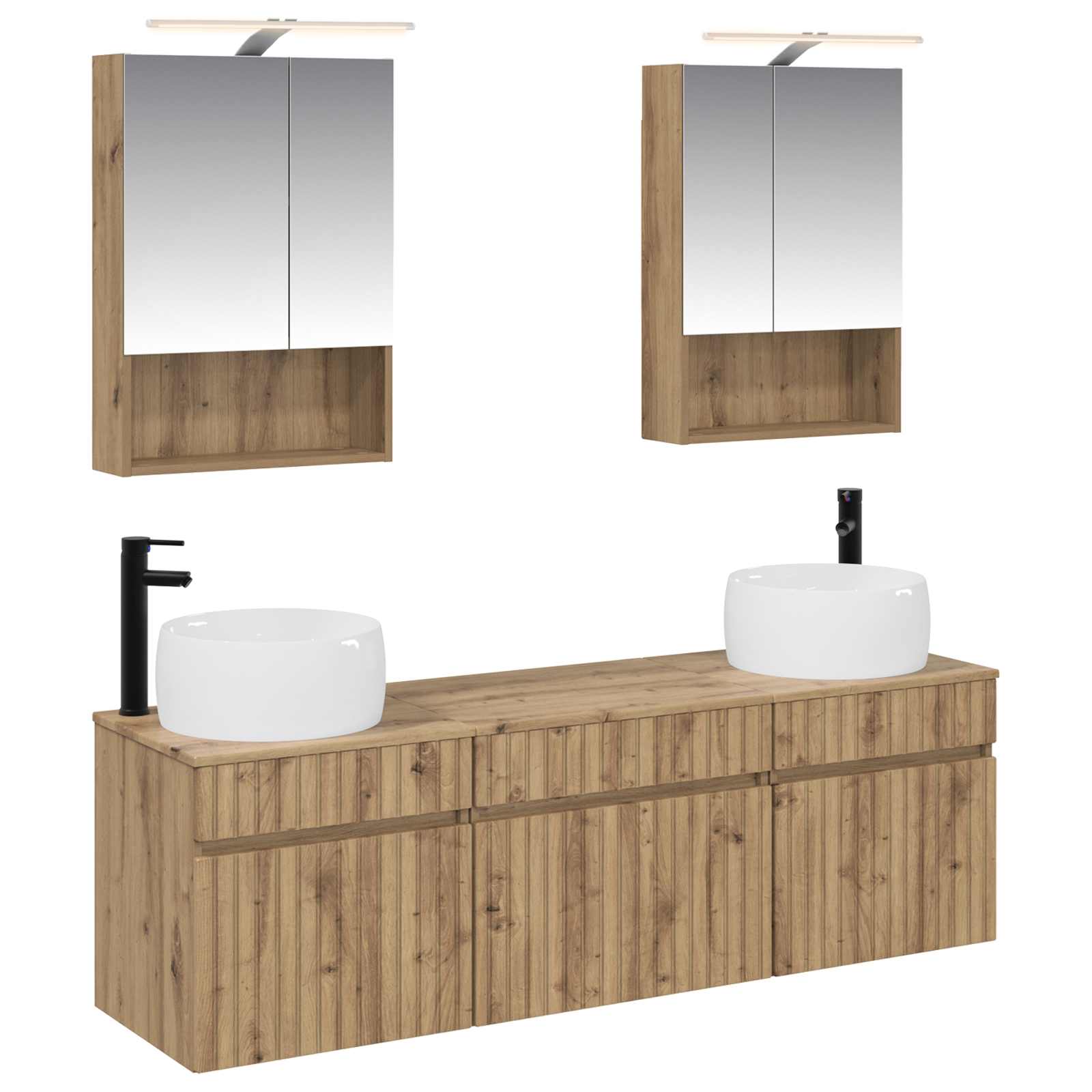 vidaXL Badkamerkastenset 5 pcs Wit 50 x 14,5 x 70 cm Bewerkt hout