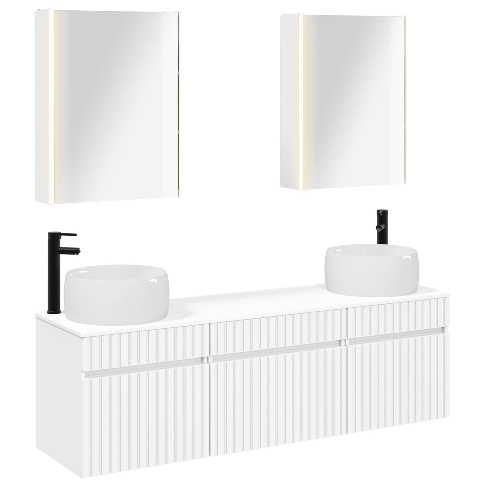 vidaXL Badkamerkastenset 5 pcs Wit 53 x 15,5 x 70 cm Bewerkt hout
