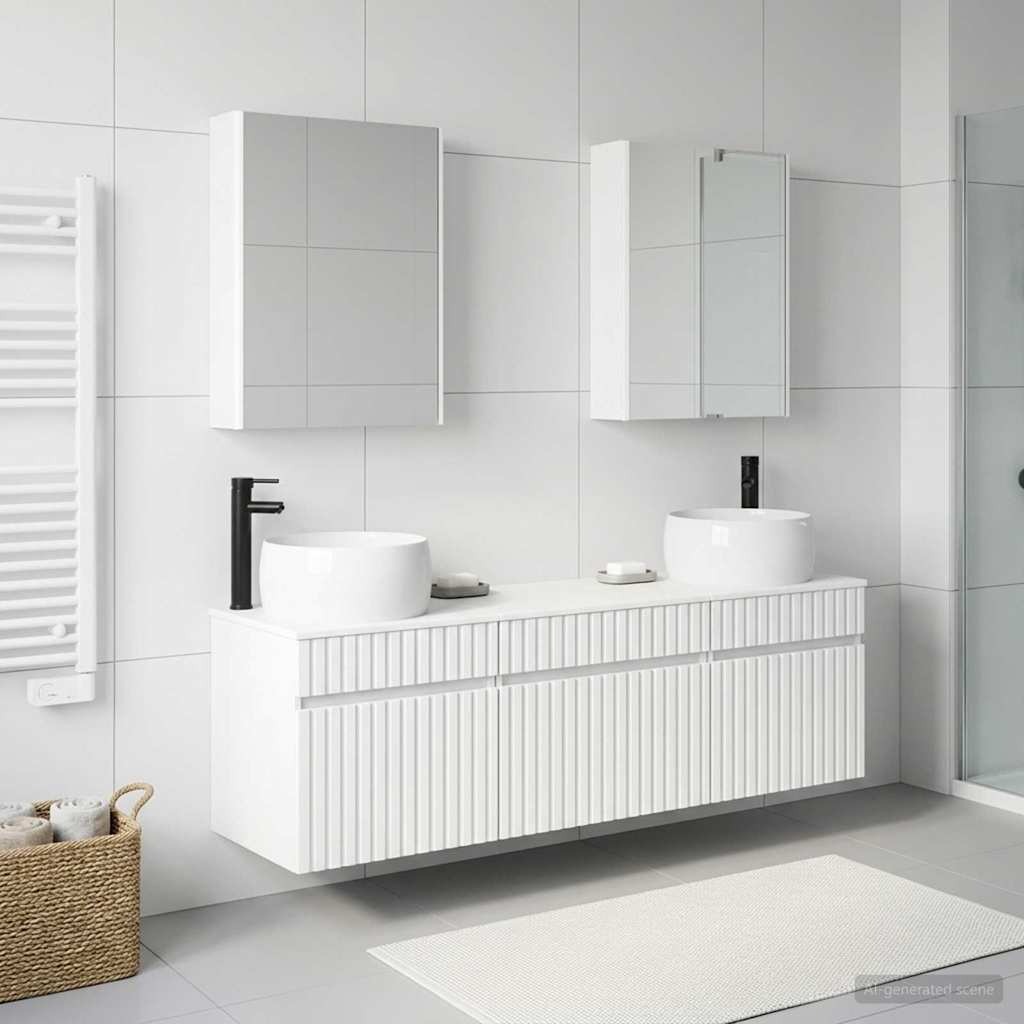 vidaXL Badkamerkastenset 5 pcs Wit 53 x 15,5 x 70 cm Bewerkt hout