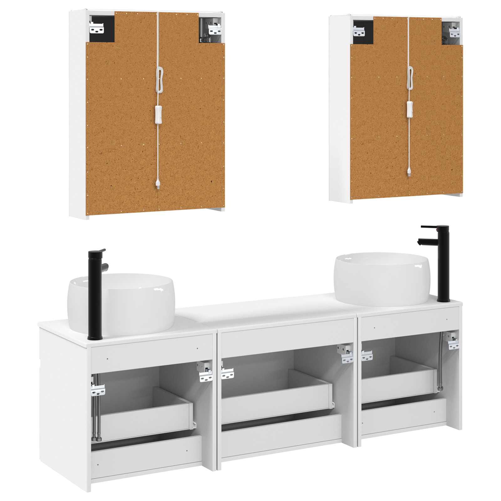vidaXL Badkamerkastenset 5 pcs Wit 53 x 15,5 x 70 cm Bewerkt hout