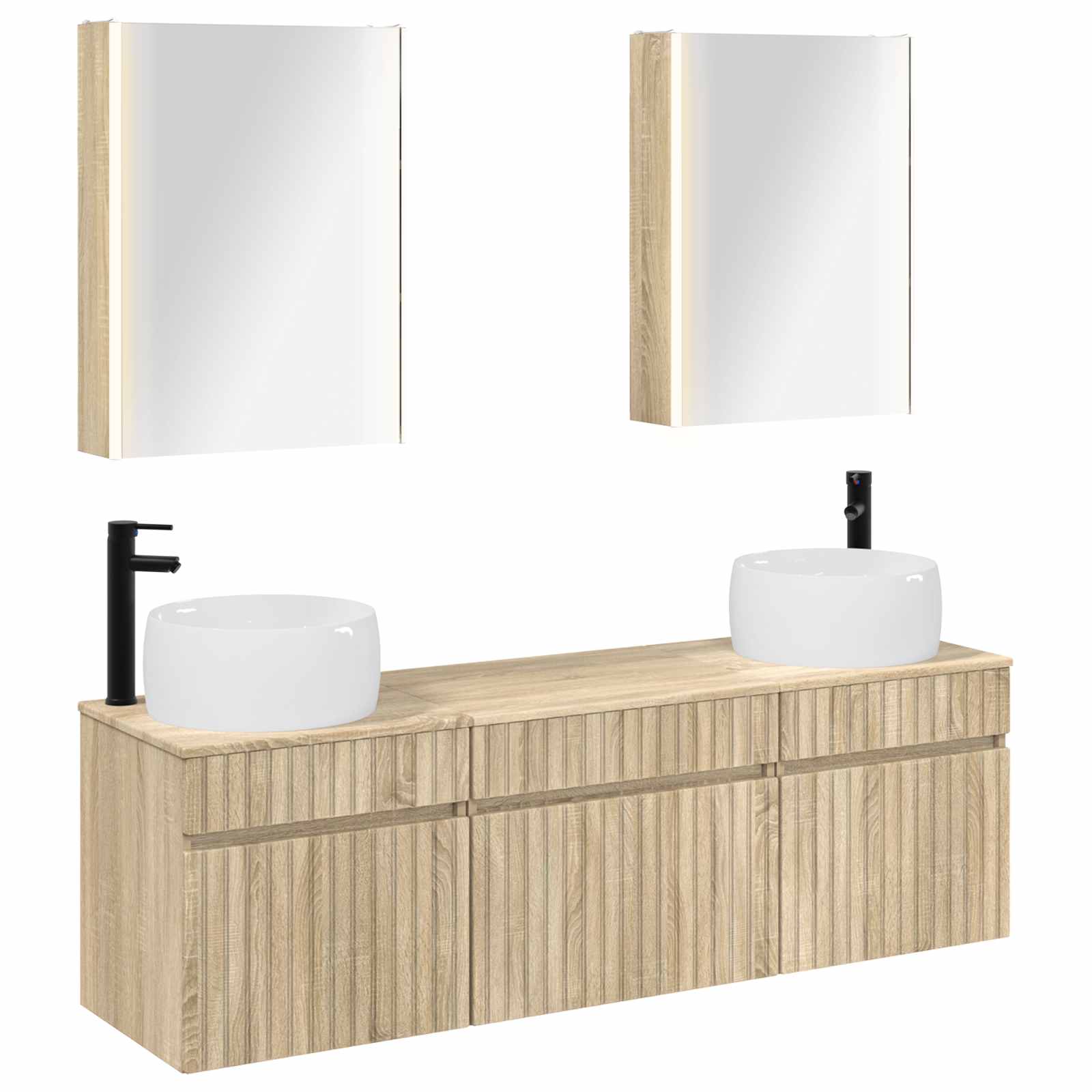 vidaXL Badkamerkastenset 5 pcs Wit 53 x 15,5 x 70 cm Bewerkt hout
