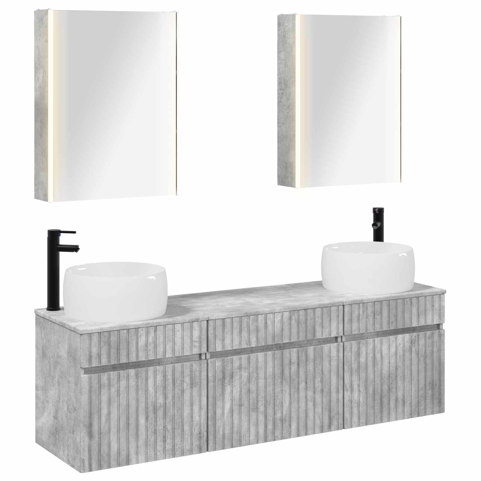 vidaXL Badkamerkastenset 5 pcs Wit 53 x 15,5 x 70 cm Bewerkt hout