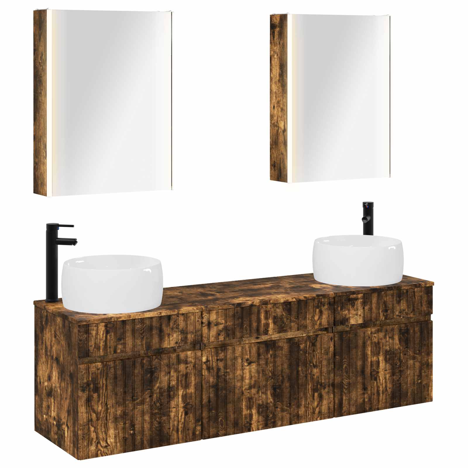vidaXL Badkamerkastenset 5 pcs Wit 53 x 15,5 x 70 cm Bewerkt hout