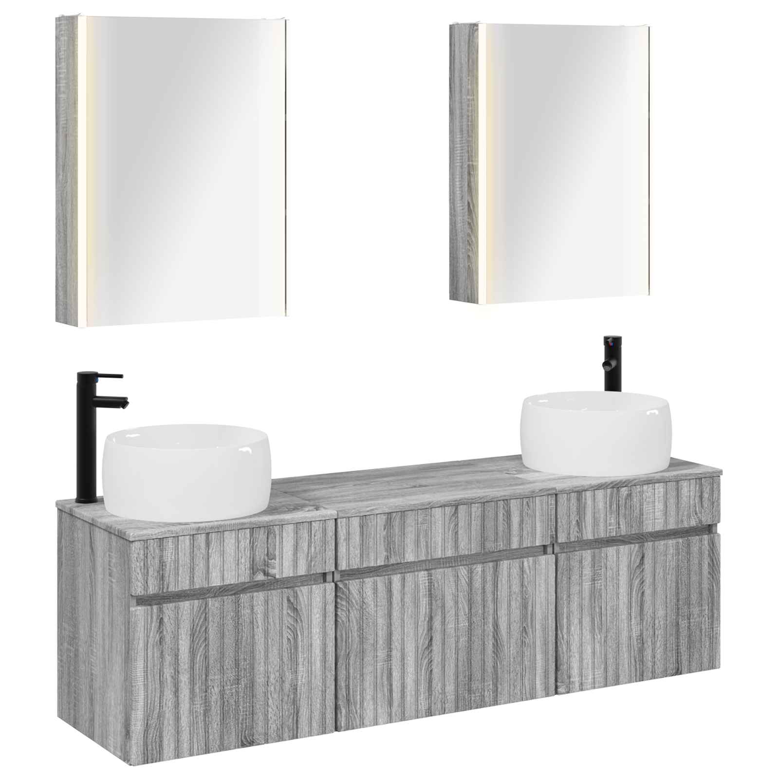 vidaXL Badkamerkastenset 5 pcs Wit 53 x 15,5 x 70 cm Bewerkt hout