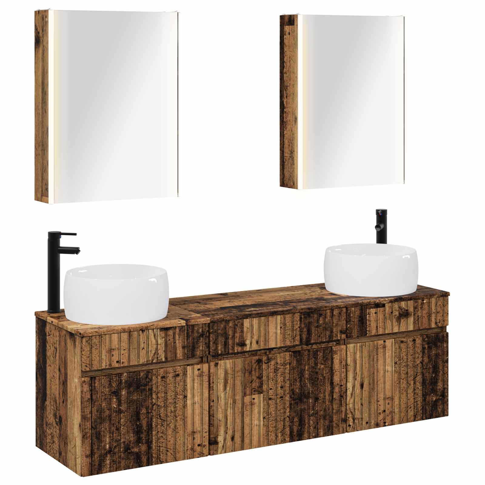 vidaXL Badkamerkastenset 5 pcs Wit 53 x 15,5 x 70 cm Bewerkt hout