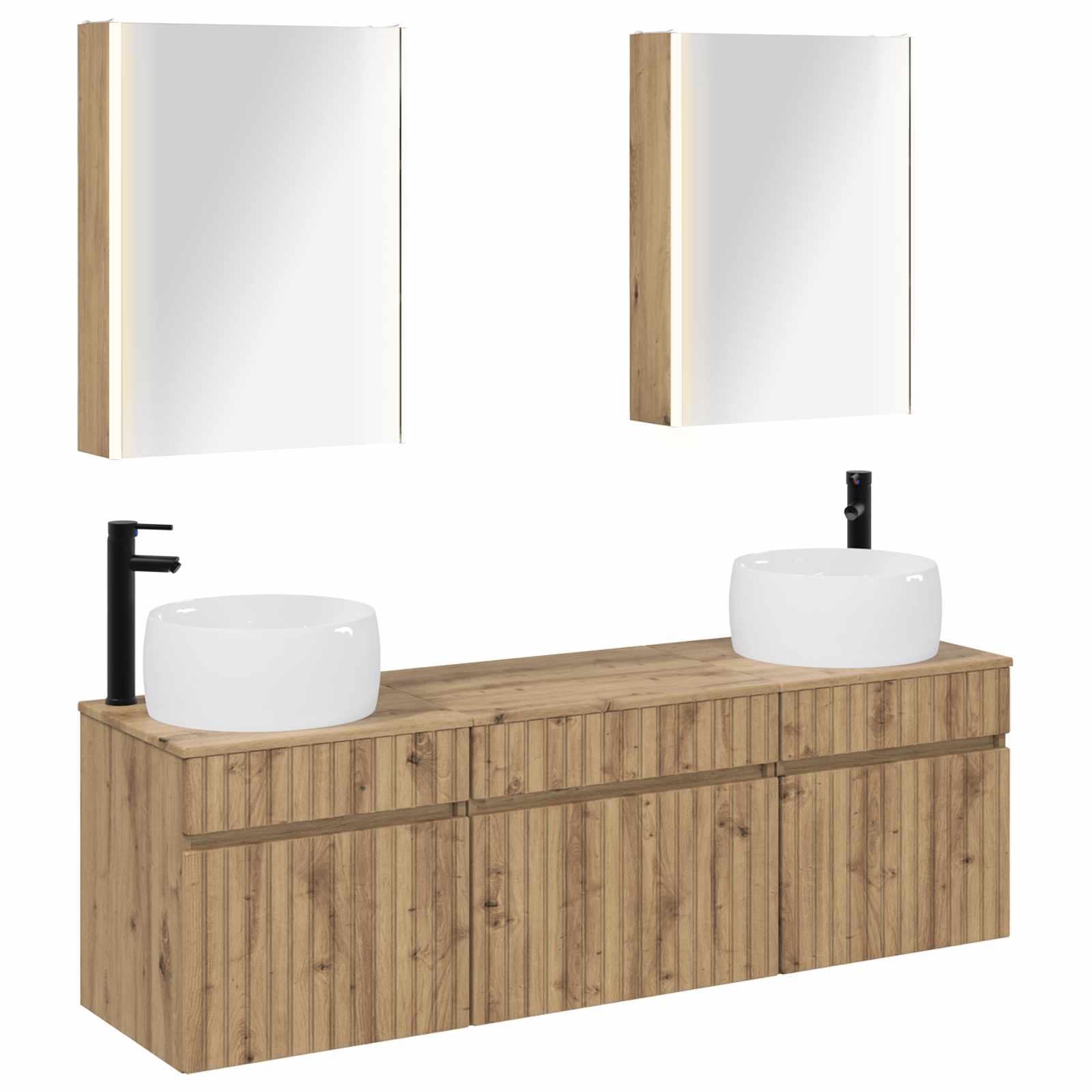 vidaXL Badkamerkastenset 5 pcs Wit 53 x 15,5 x 70 cm Bewerkt hout