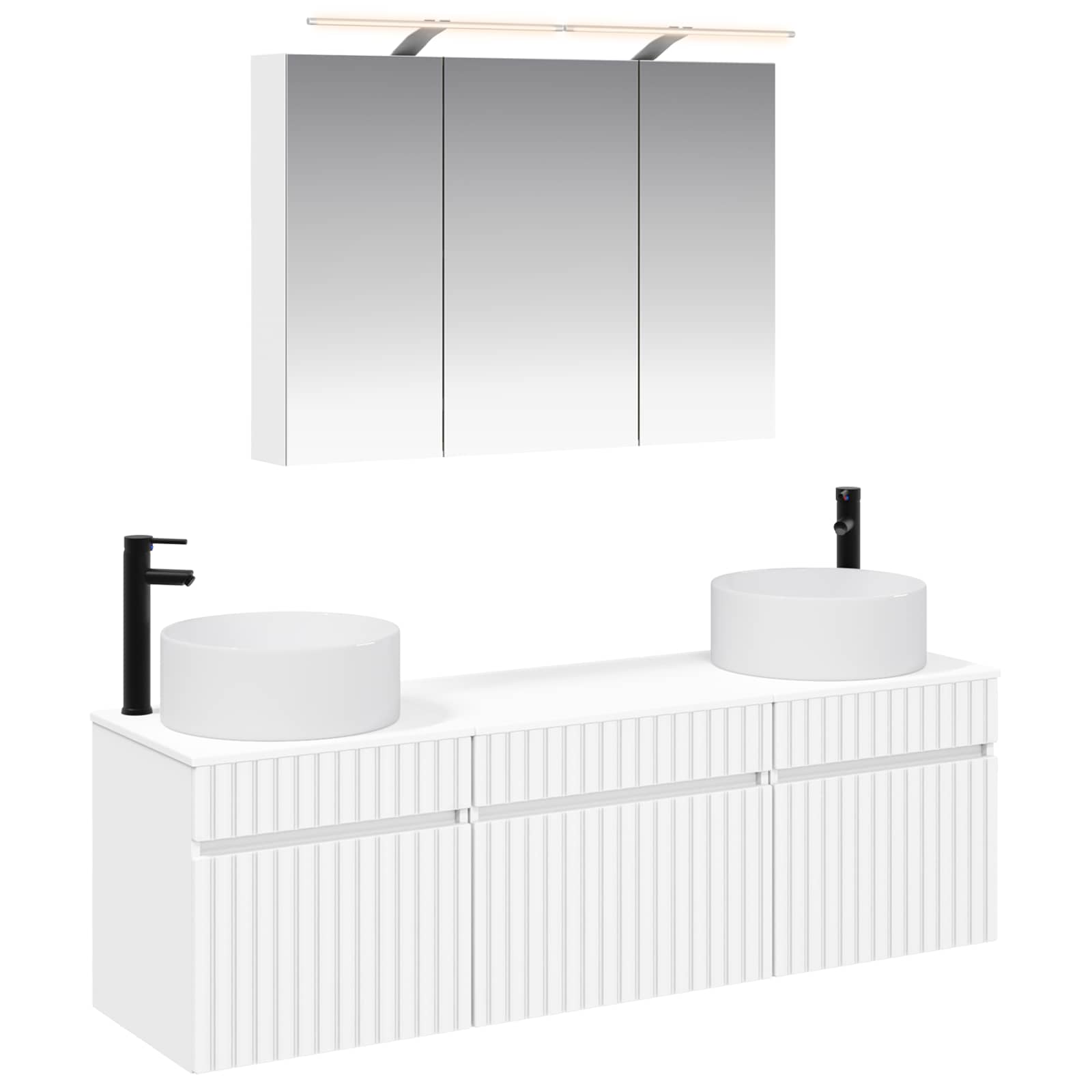 vidaXL Badkamerkastenset 4 pcs Wit 100 x 14,5 x 70 cm Bewerkt hout
