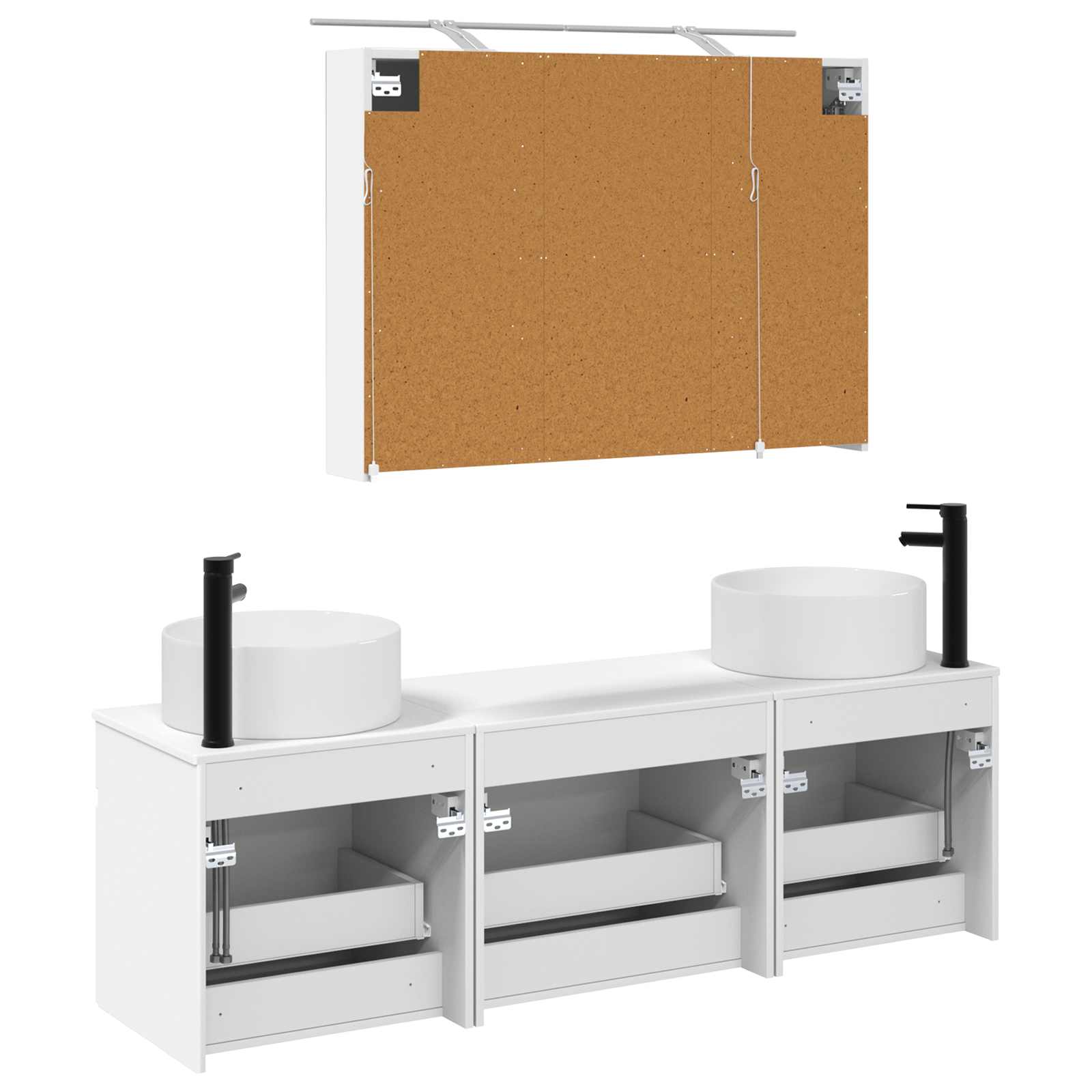 vidaXL Badkamerkastenset 4 pcs Wit 100 x 14,5 x 70 cm Bewerkt hout