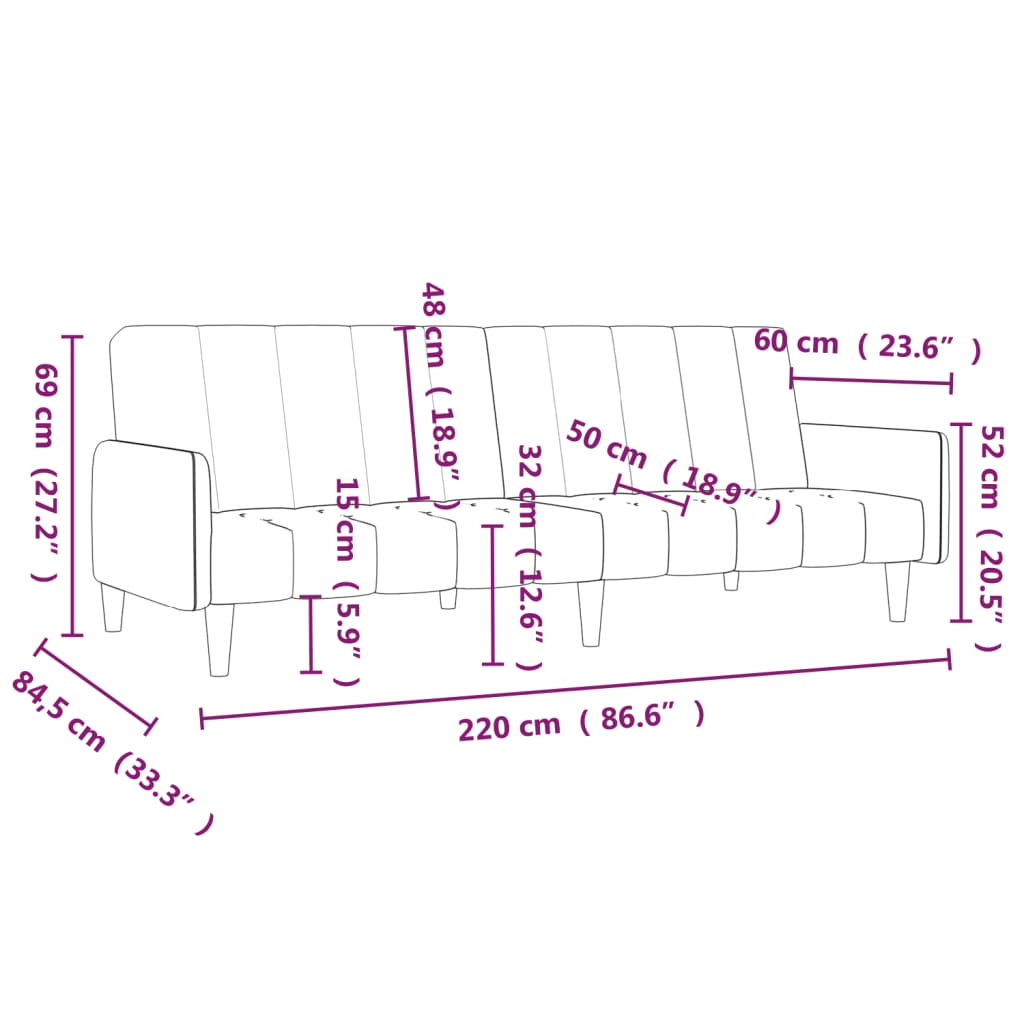 vidaXL Slaapbank 2-zits microvezelstof bruin