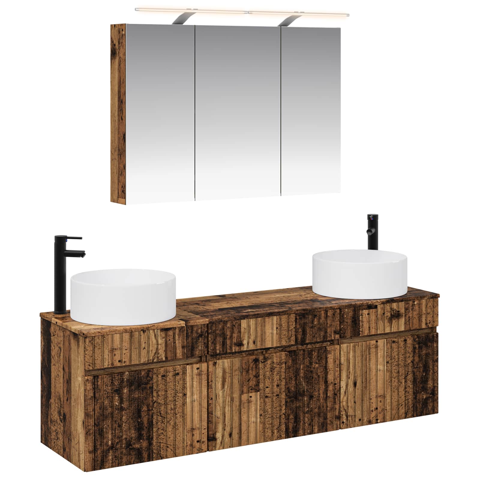 vidaXL Badkamerkastenset 4 pcs Wit 100 x 14,5 x 70 cm Bewerkt hout