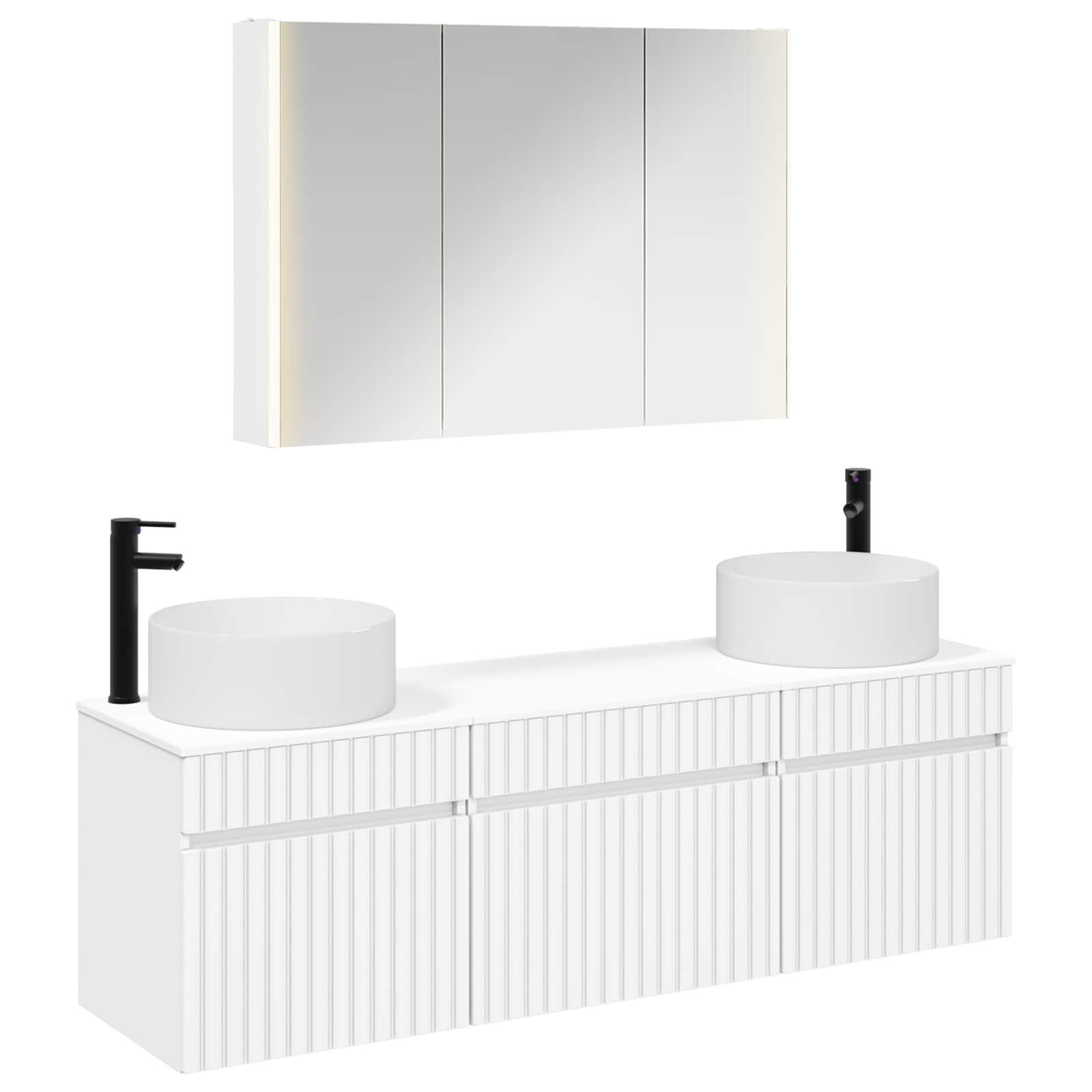 vidaXL Badkamerkastenset 4 pcs Wit 103,5 x 15,5 x 70 cm Bewerkt hout