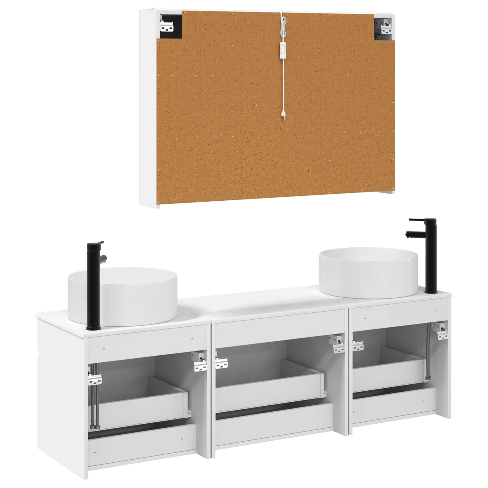 vidaXL Badkamerkastenset 4 pcs Wit 103,5 x 15,5 x 70 cm Bewerkt hout