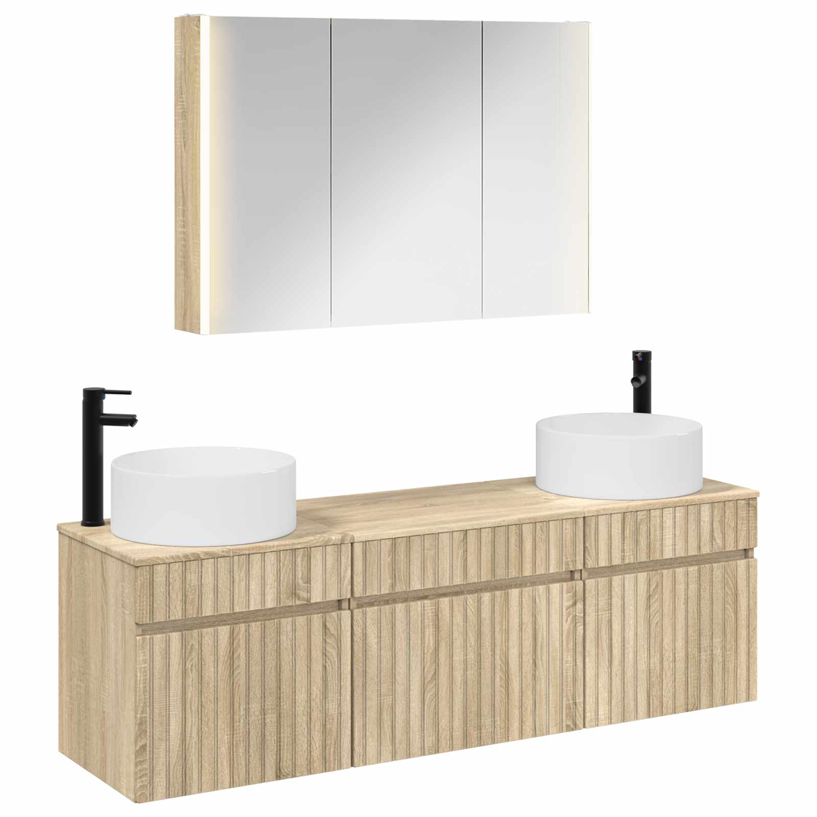 vidaXL Badkamerkastenset 4 pcs Wit 103,5 x 15,5 x 70 cm Bewerkt hout