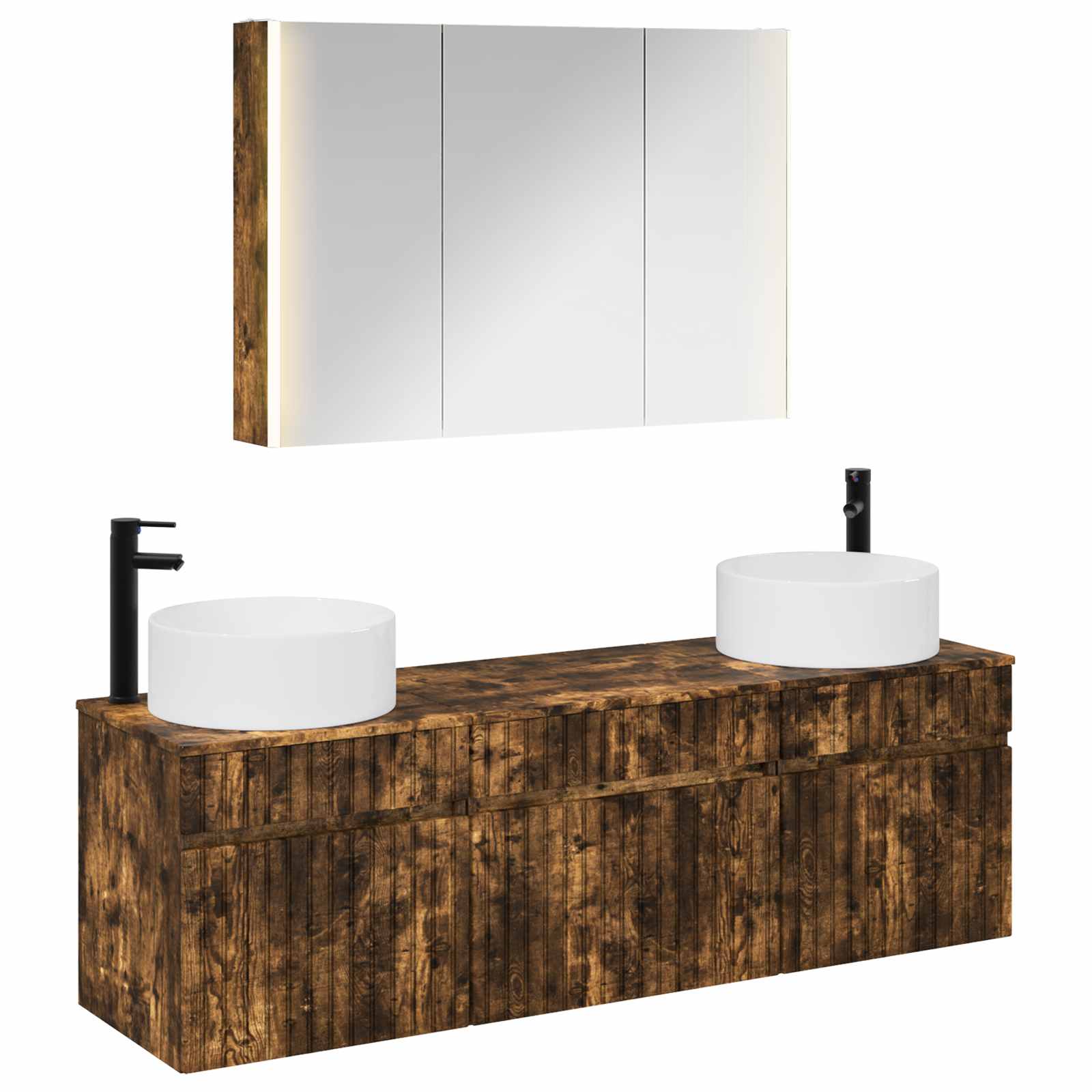 vidaXL Badkamerkastenset 4 pcs Wit 103,5 x 15,5 x 70 cm Bewerkt hout