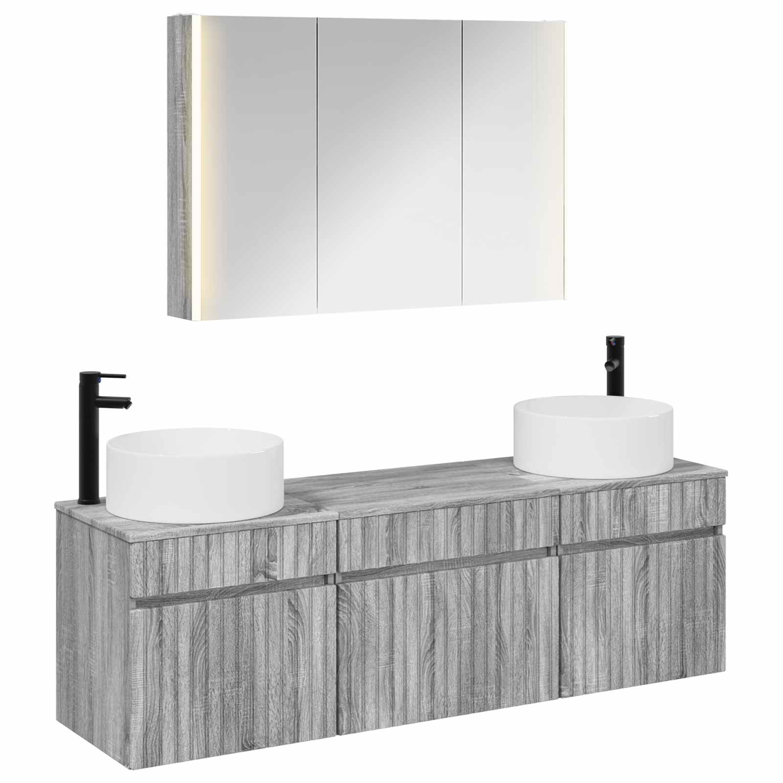 vidaXL Badkamerkastenset 4 pcs Wit 103,5 x 15,5 x 70 cm Bewerkt hout