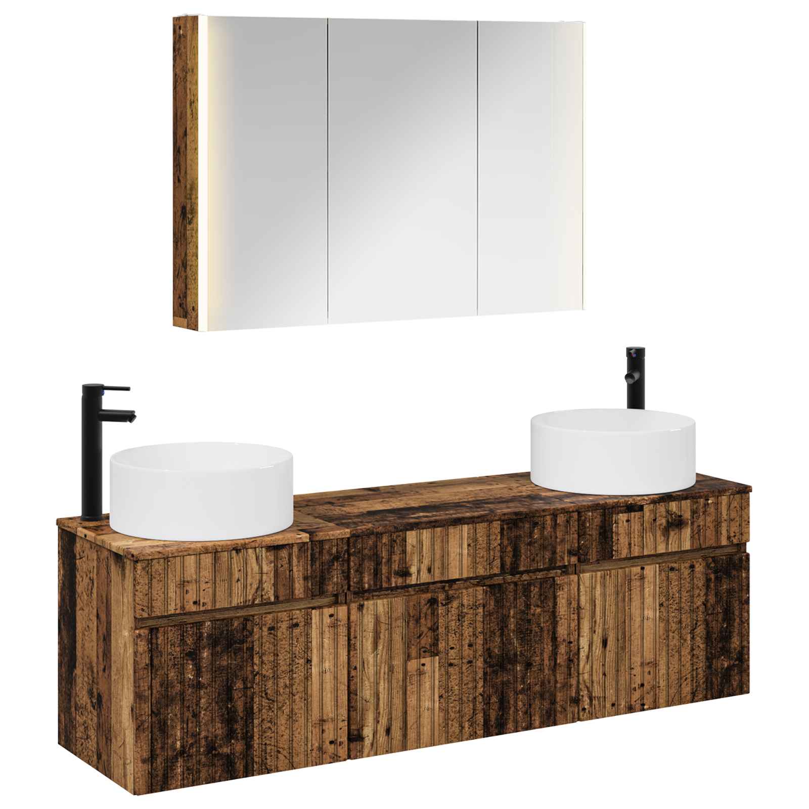 vidaXL Badkamerkastenset 4 pcs Wit 103,5 x 15,5 x 70 cm Bewerkt hout