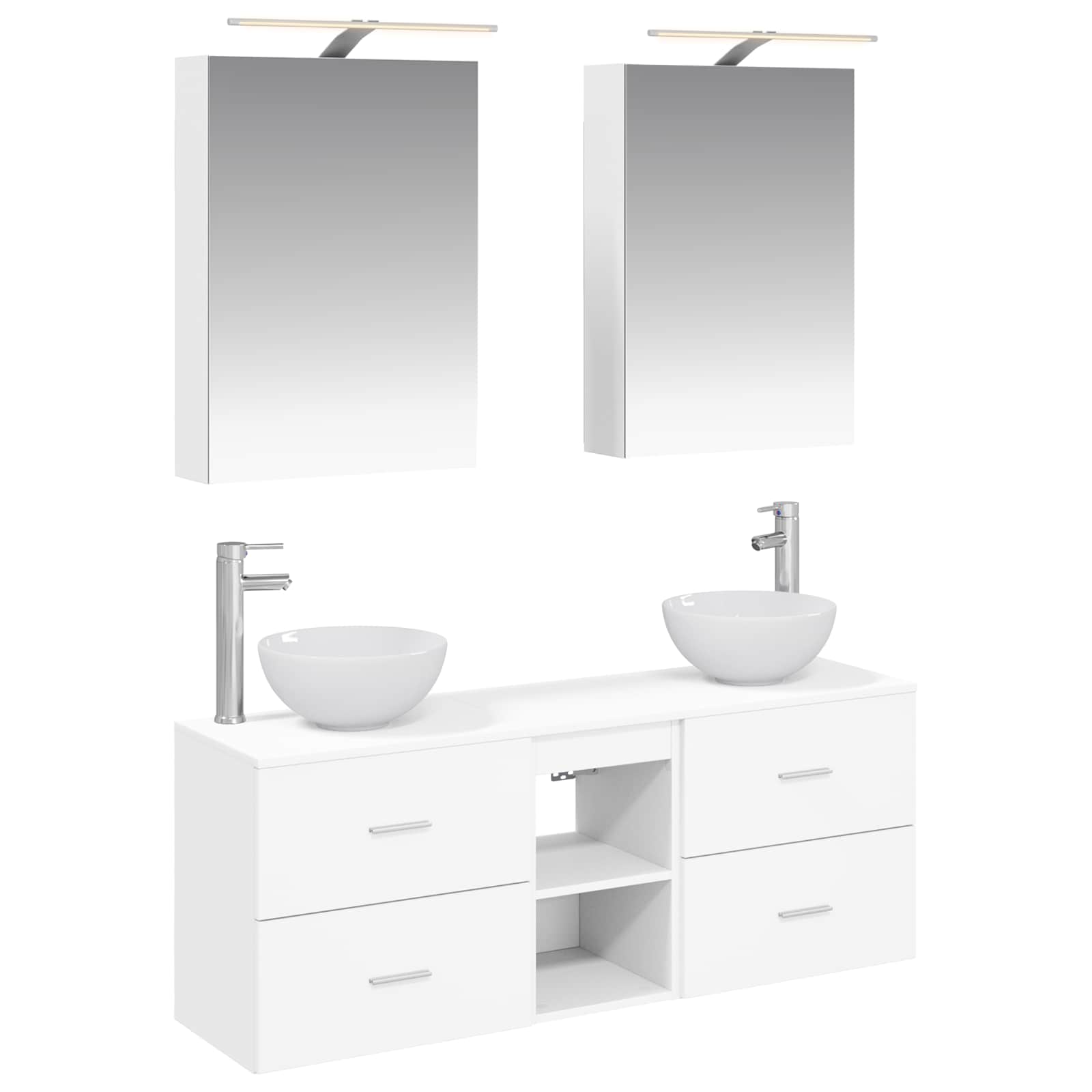 vidaXL Badkamerkastenset 5 pcs Wit 50 x 14,5 x 70 cm Bewerkt hout