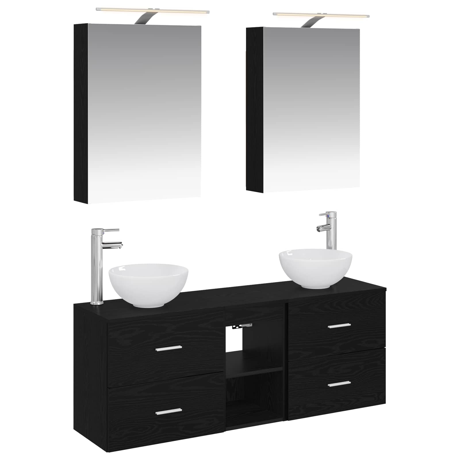 vidaXL Badkamerkastenset 5 pcs Wit 50 x 14,5 x 70 cm Bewerkt hout