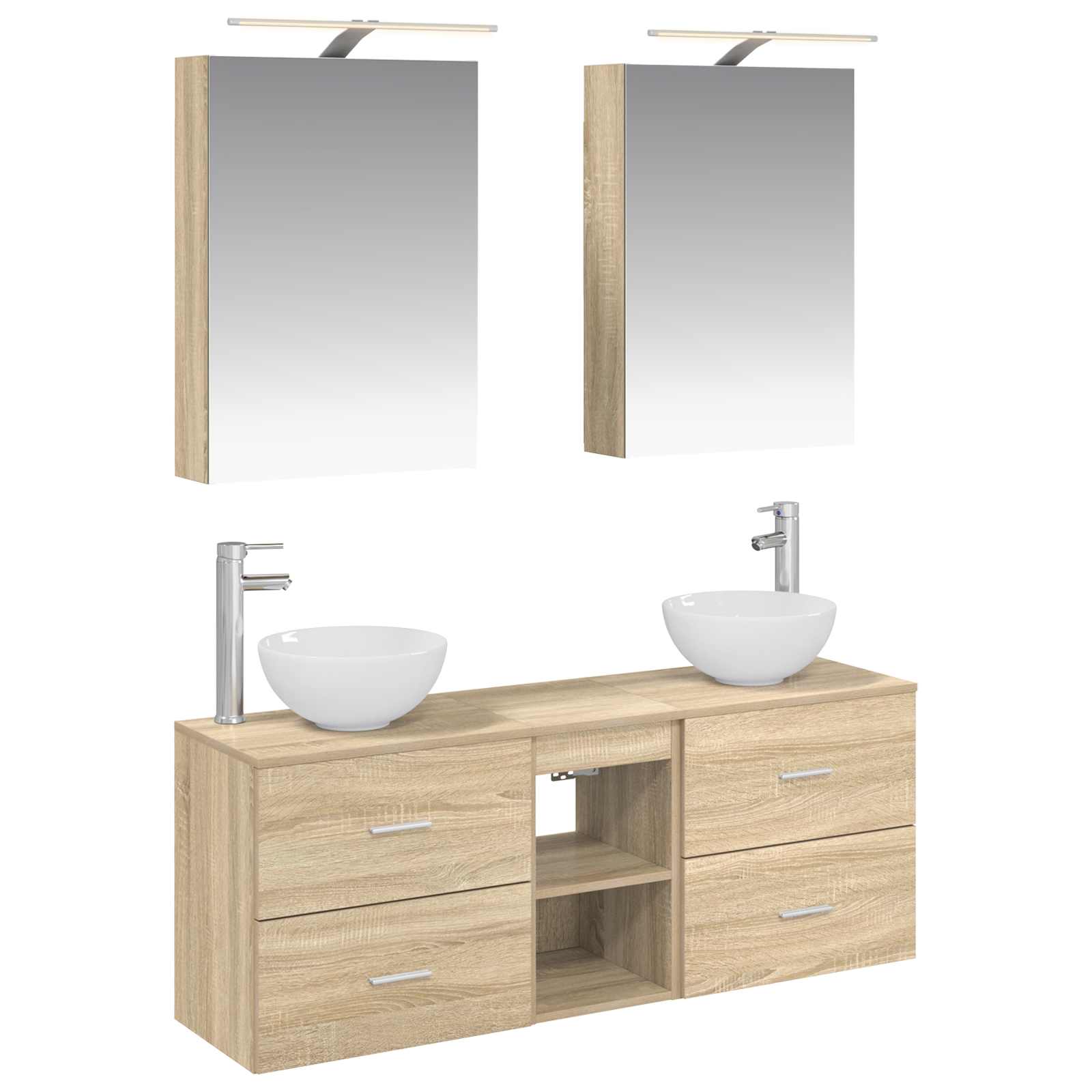 vidaXL Badkamerkastenset 5 pcs Wit 50 x 14,5 x 70 cm Bewerkt hout