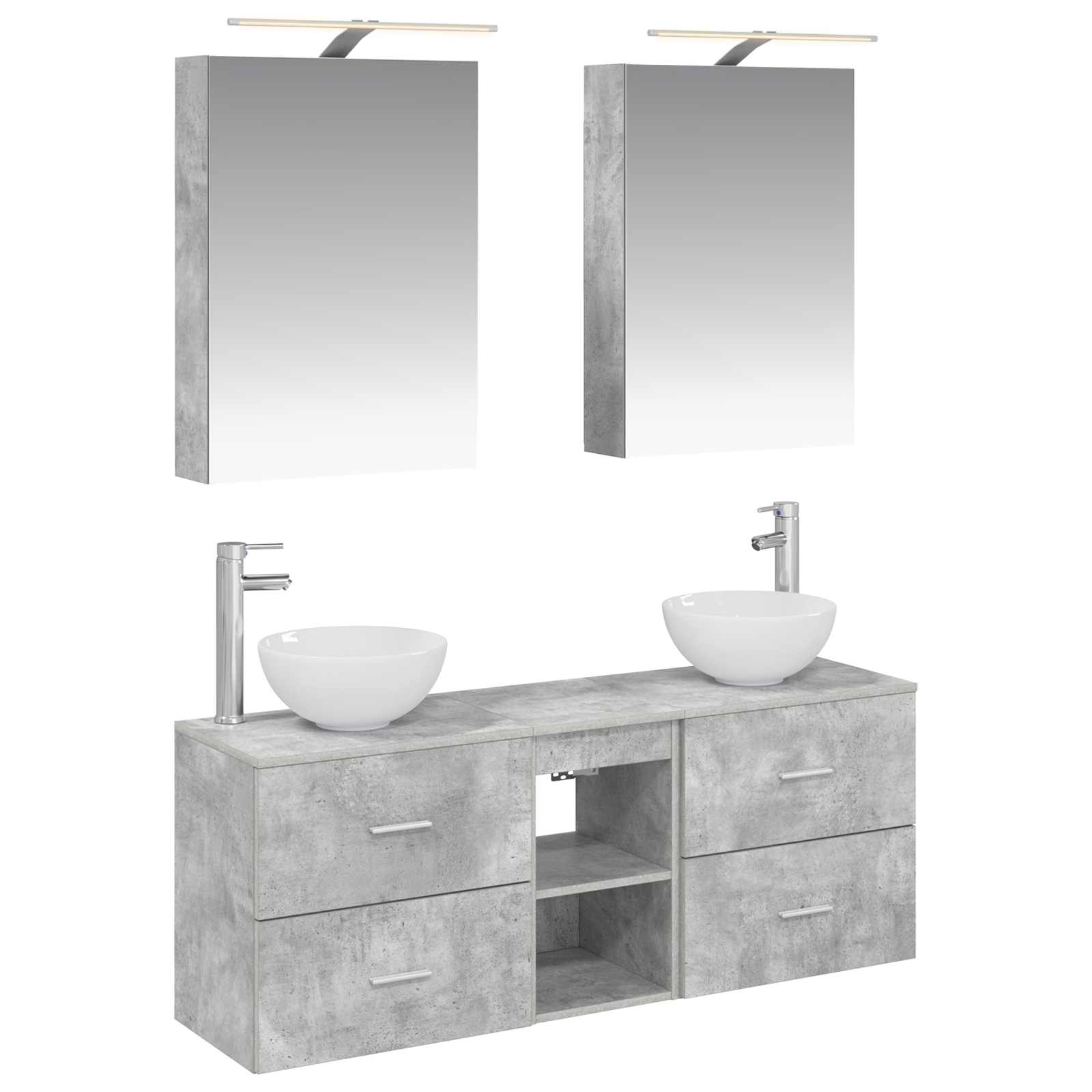 vidaXL Badkamerkastenset 5 pcs Wit 50 x 14,5 x 70 cm Bewerkt hout