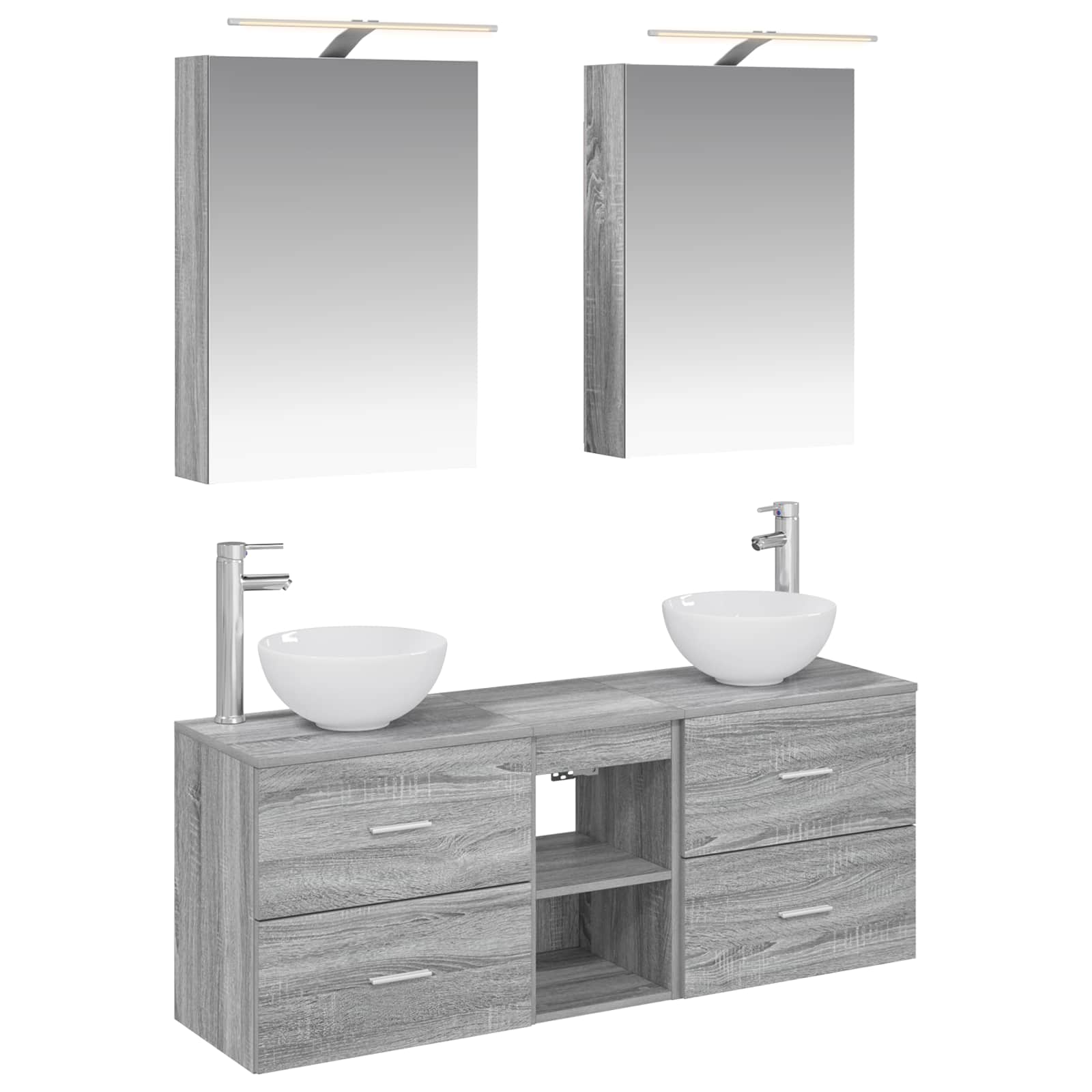 vidaXL Badkamerkastenset 5 pcs Wit 50 x 14,5 x 70 cm Bewerkt hout