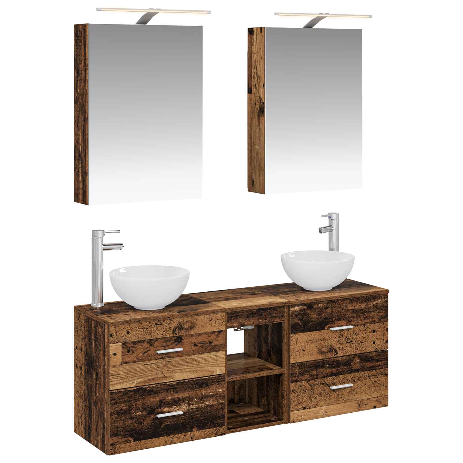 vidaXL Badkamerkastenset 5 pcs Wit 50 x 14,5 x 70 cm Bewerkt hout