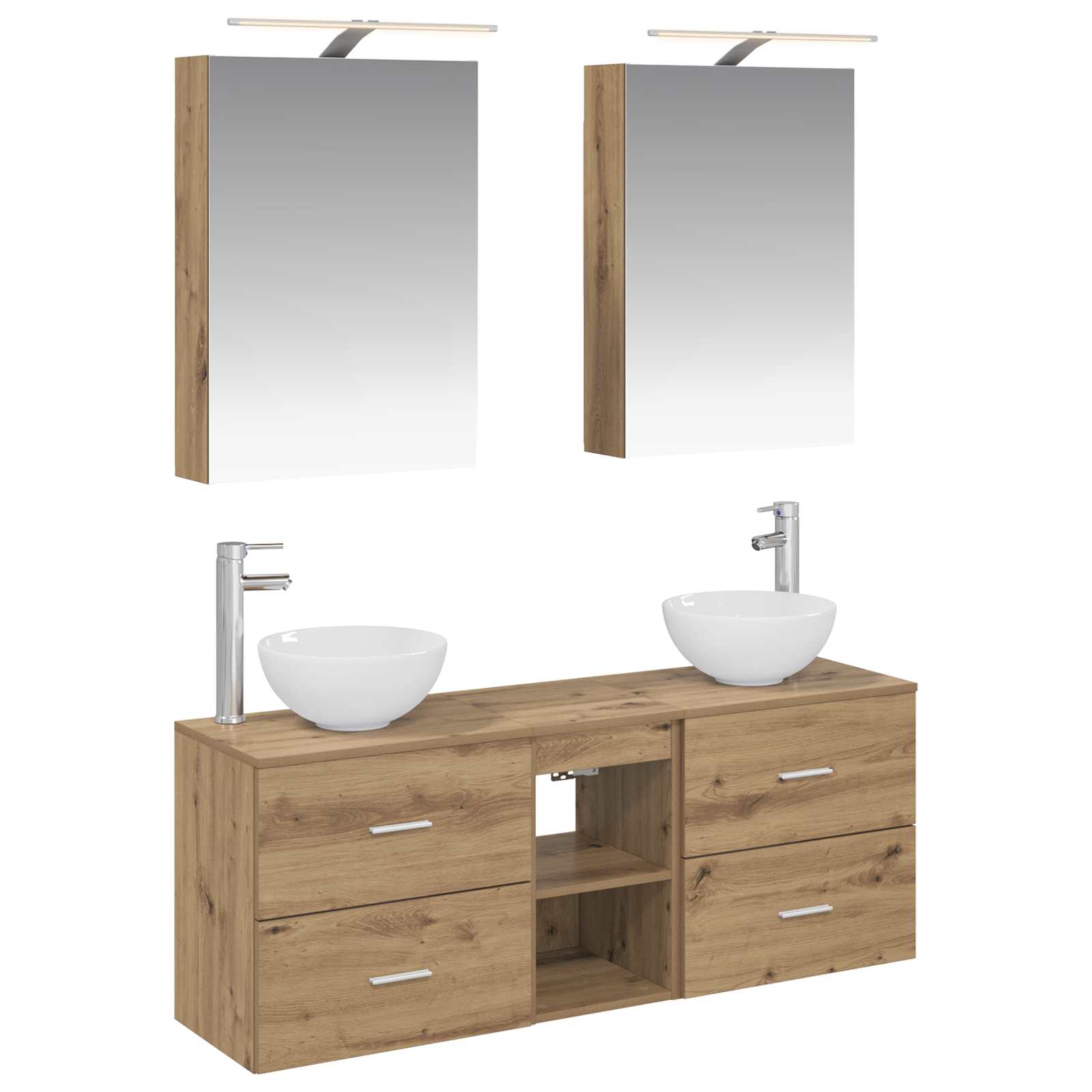 vidaXL Badkamerkastenset 5 pcs Wit 50 x 14,5 x 70 cm Bewerkt hout