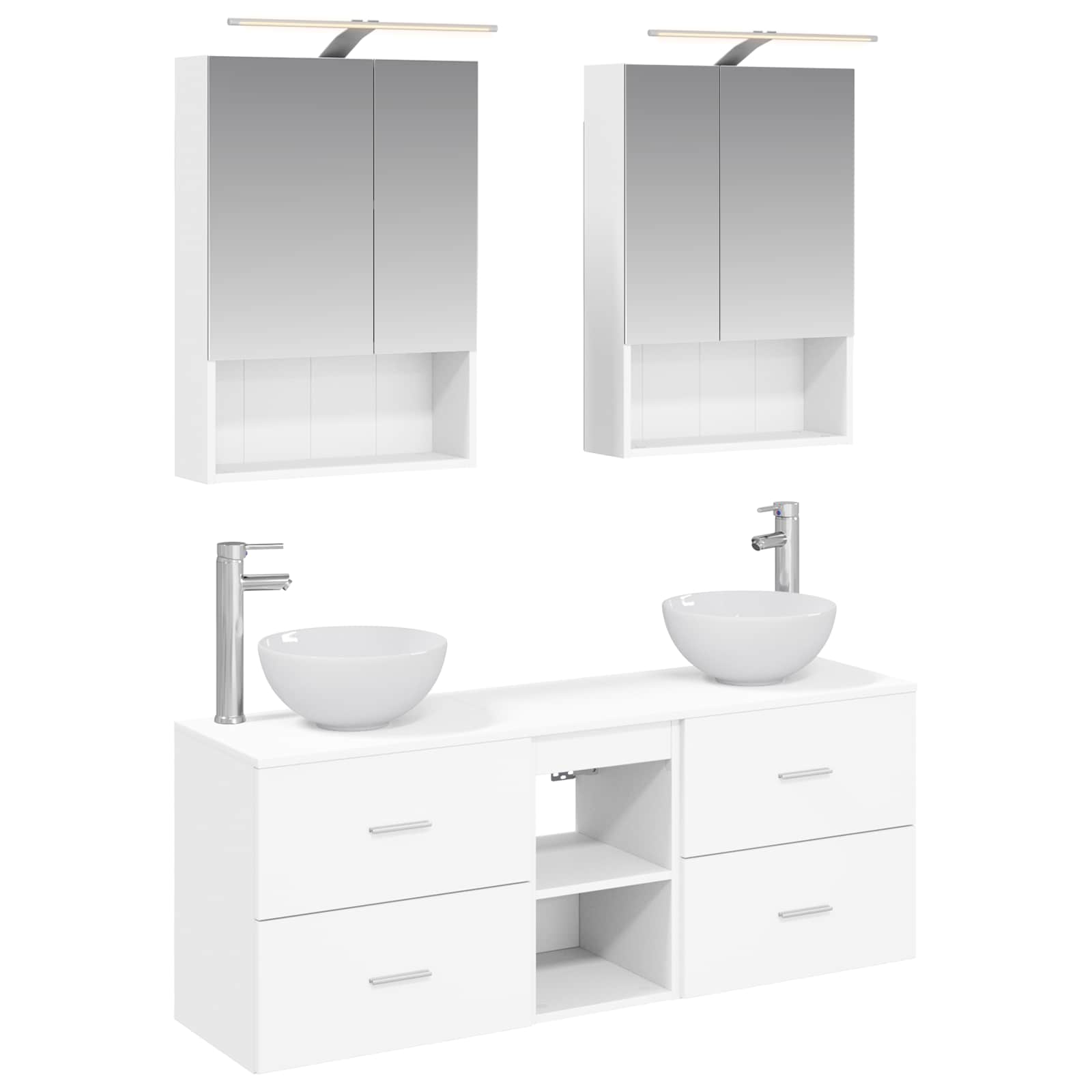 vidaXL Badkamerkastenset 5 pcs Wit 50 x 14,5 x 70 cm Bewerkt hout