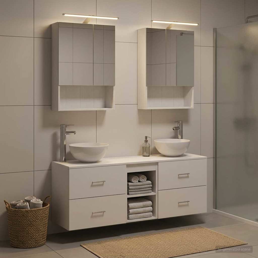 vidaXL Badkamerkastenset 5 pcs Wit 50 x 14,5 x 70 cm Bewerkt hout