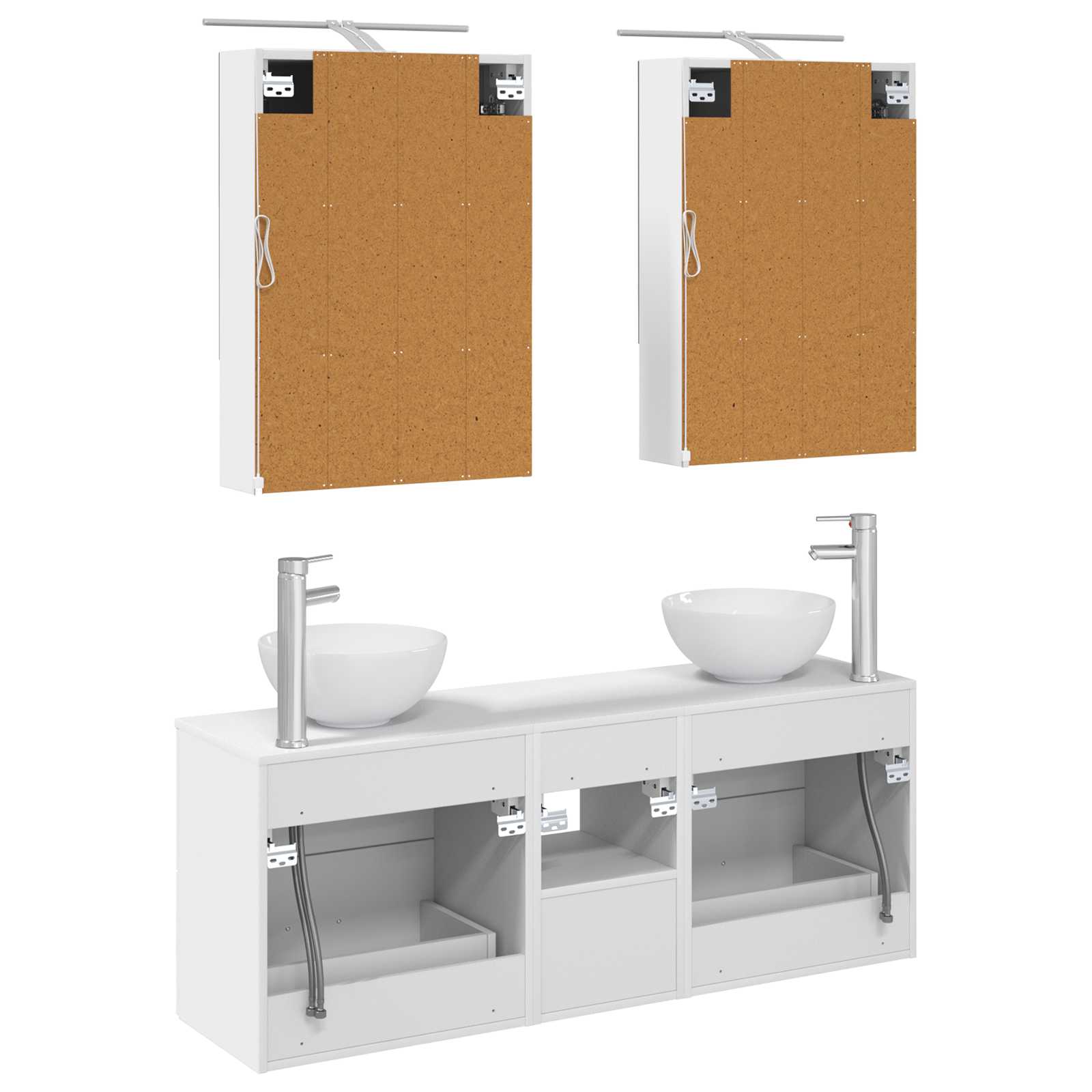 vidaXL Badkamerkastenset 5 pcs Wit 50 x 14,5 x 70 cm Bewerkt hout
