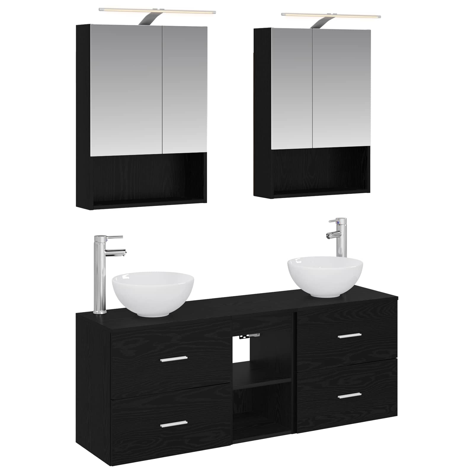 vidaXL Badkamerkastenset 5 pcs Wit 50 x 14,5 x 70 cm Bewerkt hout