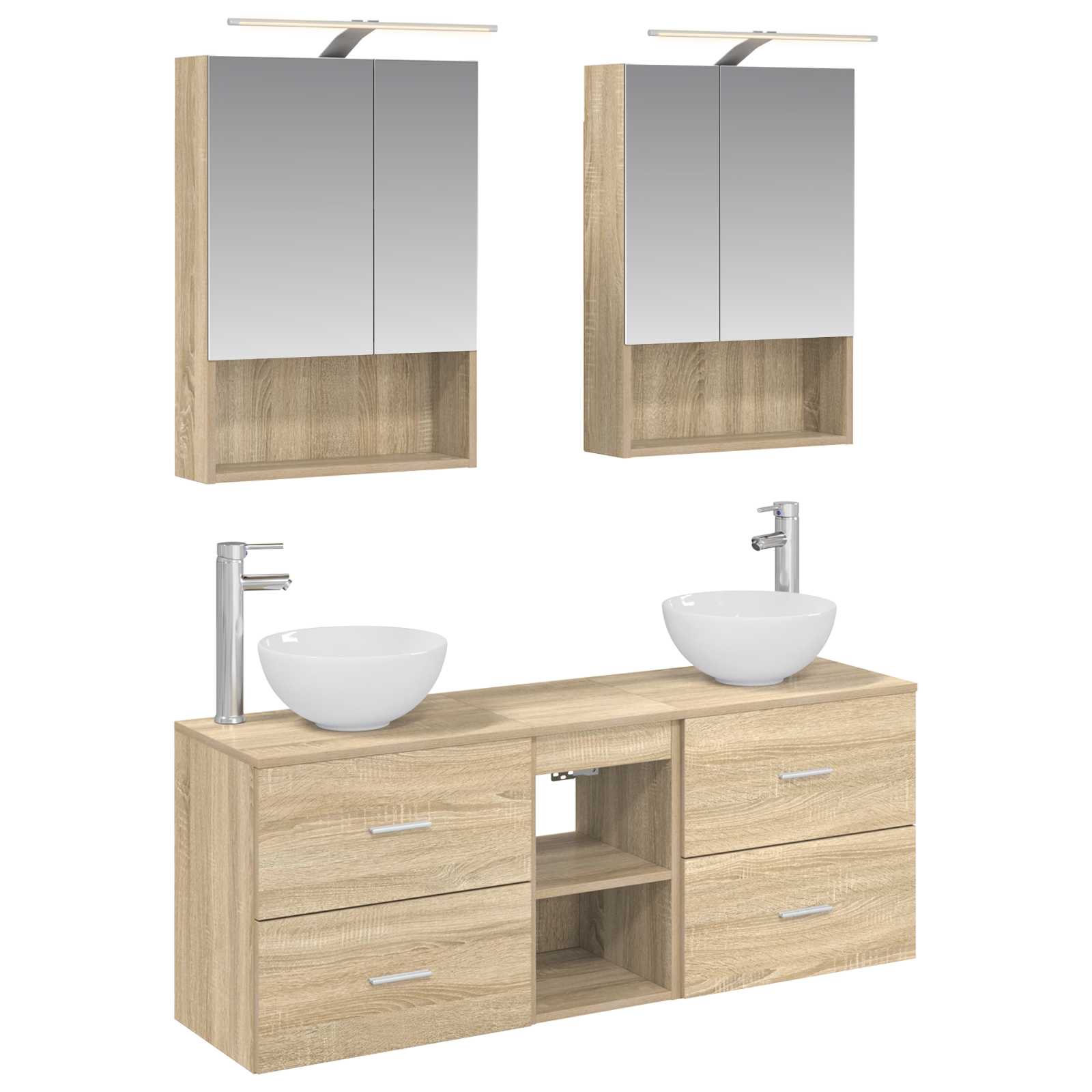 vidaXL Badkamerkastenset 5 pcs Wit 50 x 14,5 x 70 cm Bewerkt hout