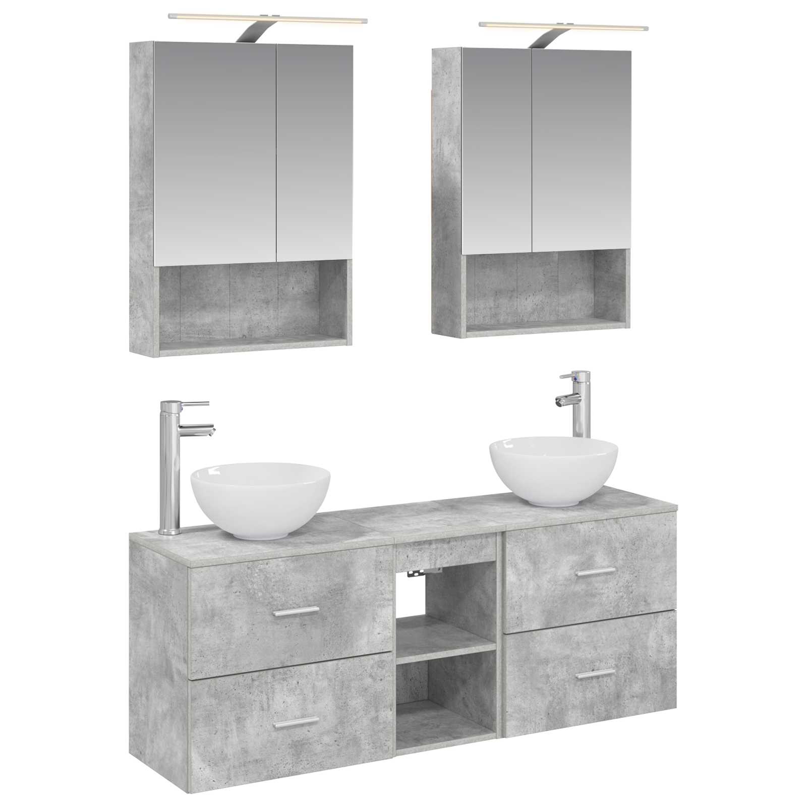 vidaXL Badkamerkastenset 5 pcs Wit 50 x 14,5 x 70 cm Bewerkt hout