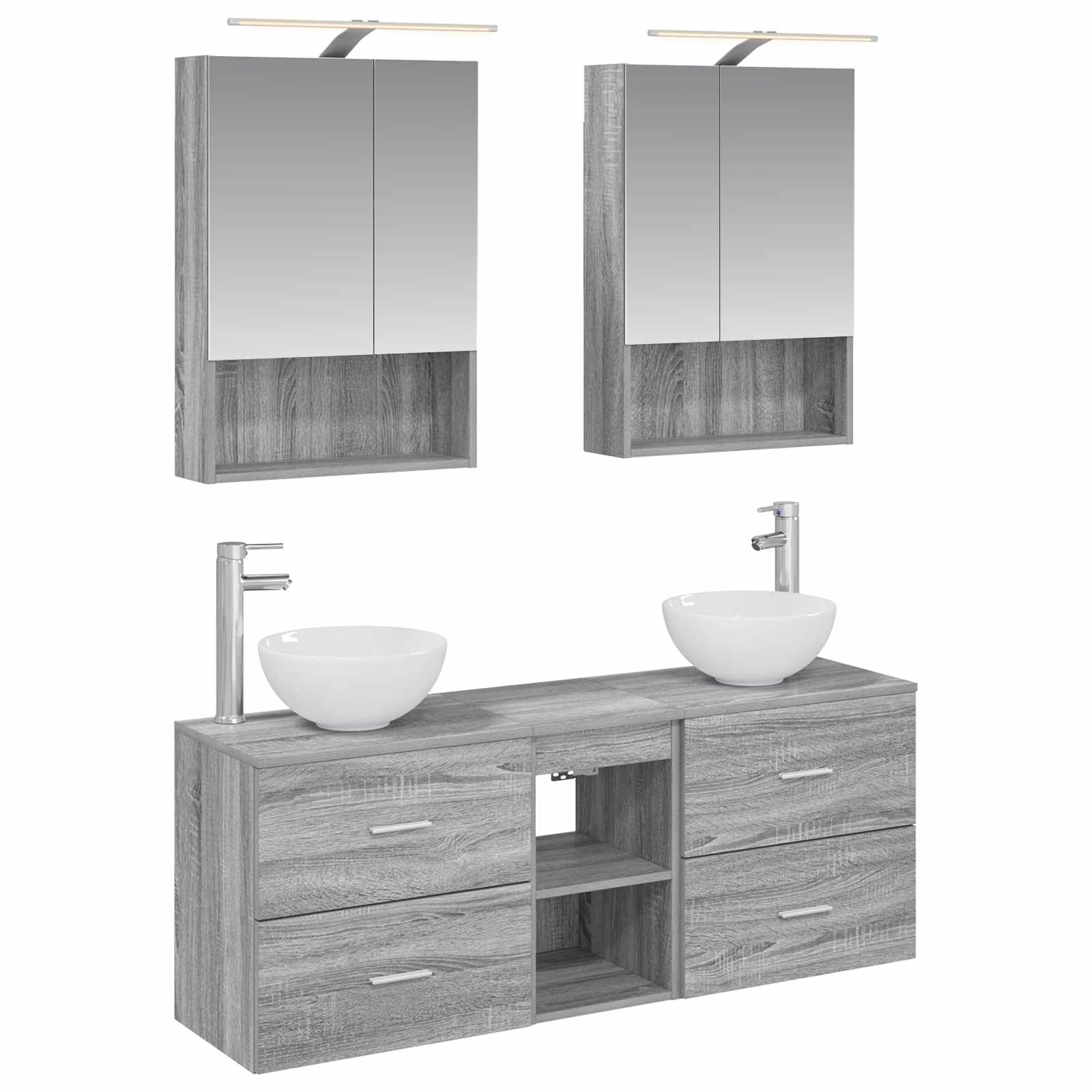 vidaXL Badkamerkastenset 5 pcs Wit 50 x 14,5 x 70 cm Bewerkt hout