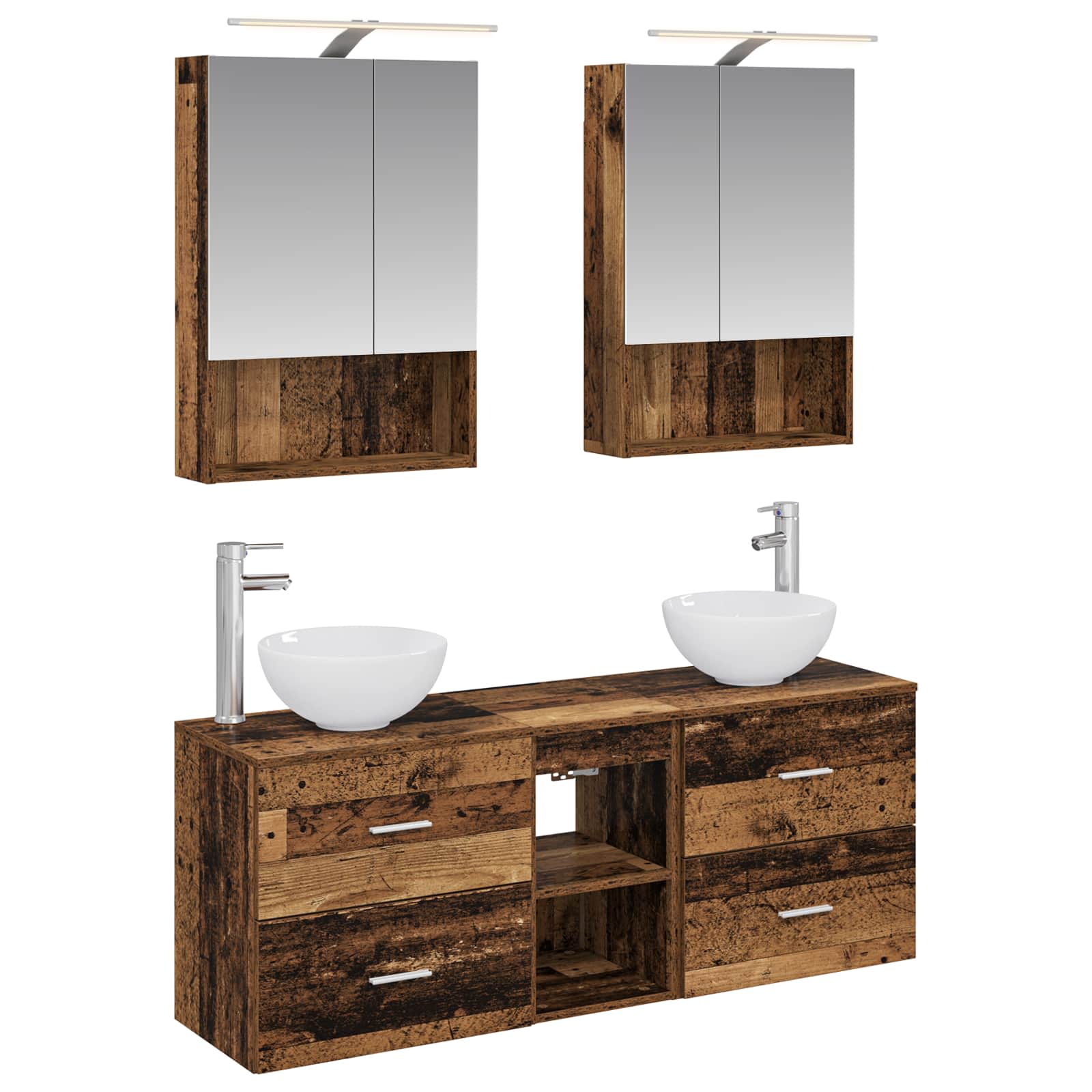 vidaXL Badkamerkastenset 5 pcs Wit 50 x 14,5 x 70 cm Bewerkt hout
