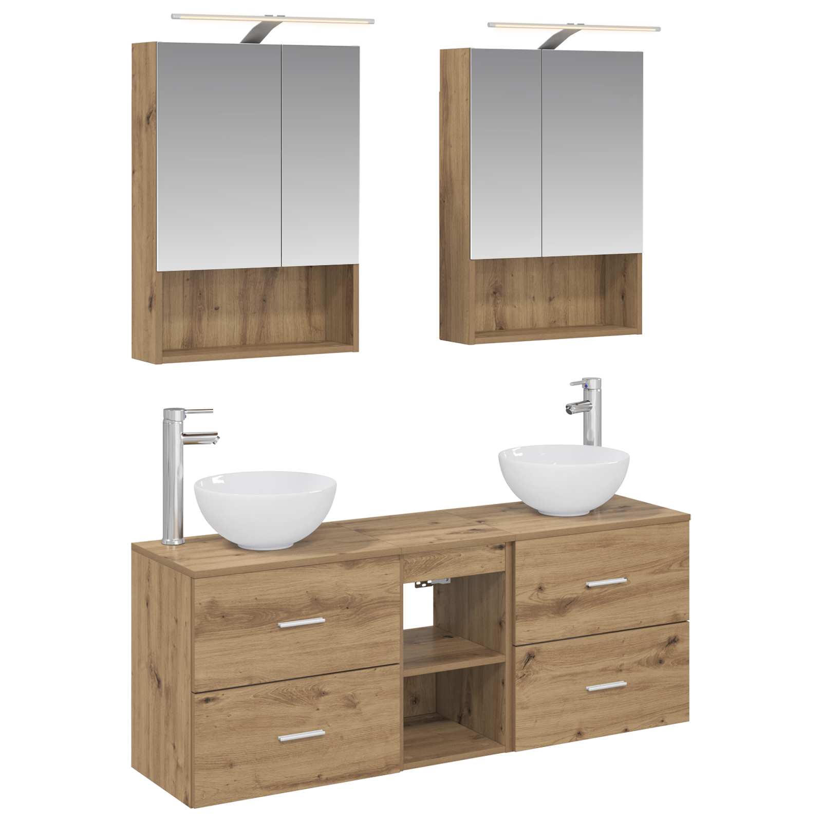 vidaXL Badkamerkastenset 5 pcs Wit 50 x 14,5 x 70 cm Bewerkt hout