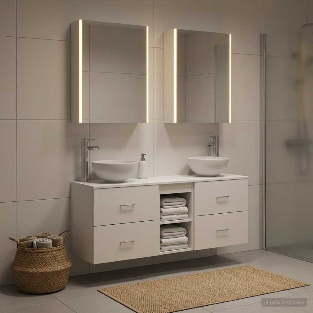 vidaXL Badkamerkastenset 5 pcs Wit 53 x 15,5 x 70 cm Bewerkt hout