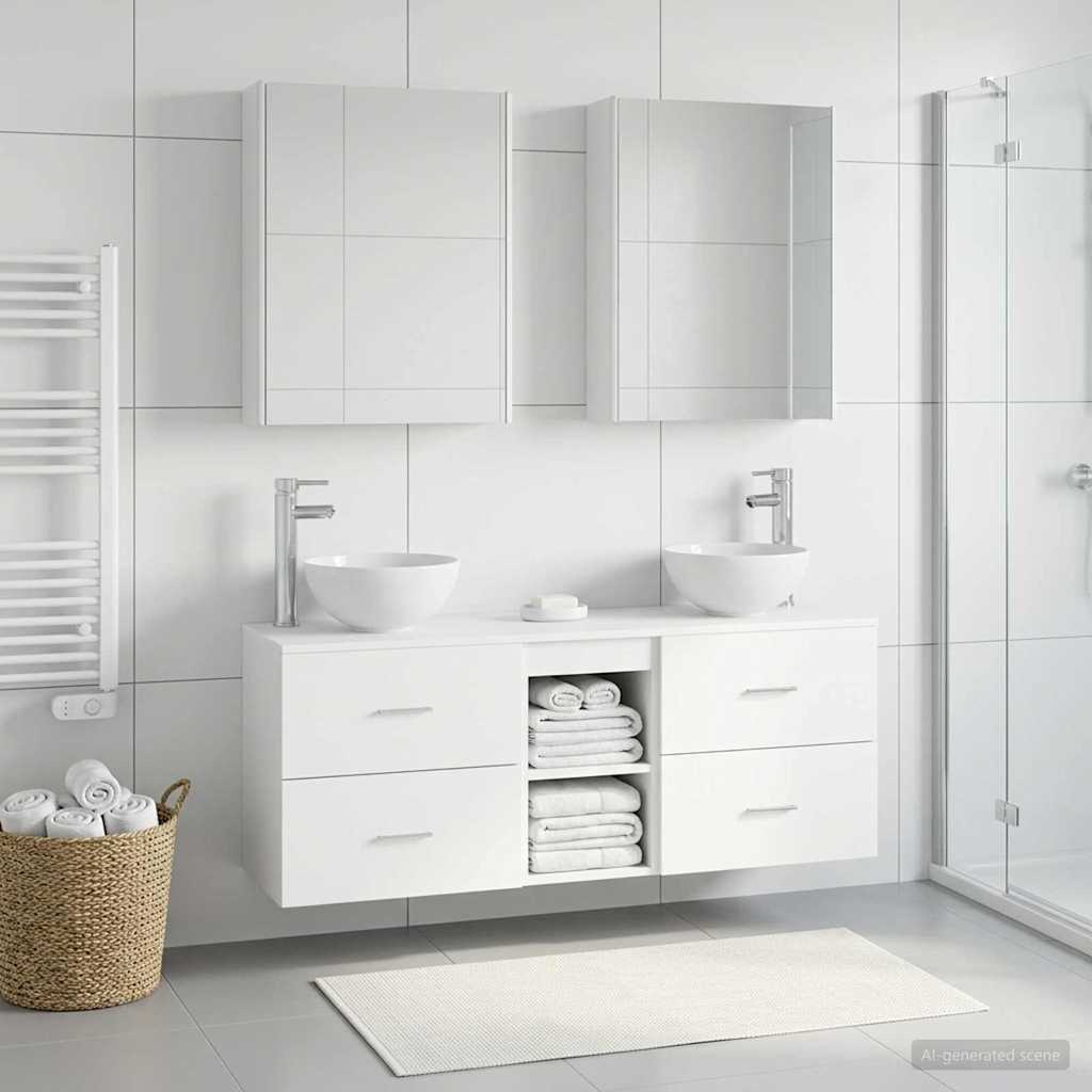 vidaXL Badkamerkastenset 5 pcs Wit 53 x 15,5 x 70 cm Bewerkt hout