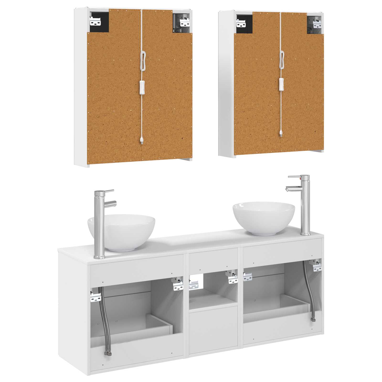 vidaXL Badkamerkastenset 5 pcs Wit 53 x 15,5 x 70 cm Bewerkt hout