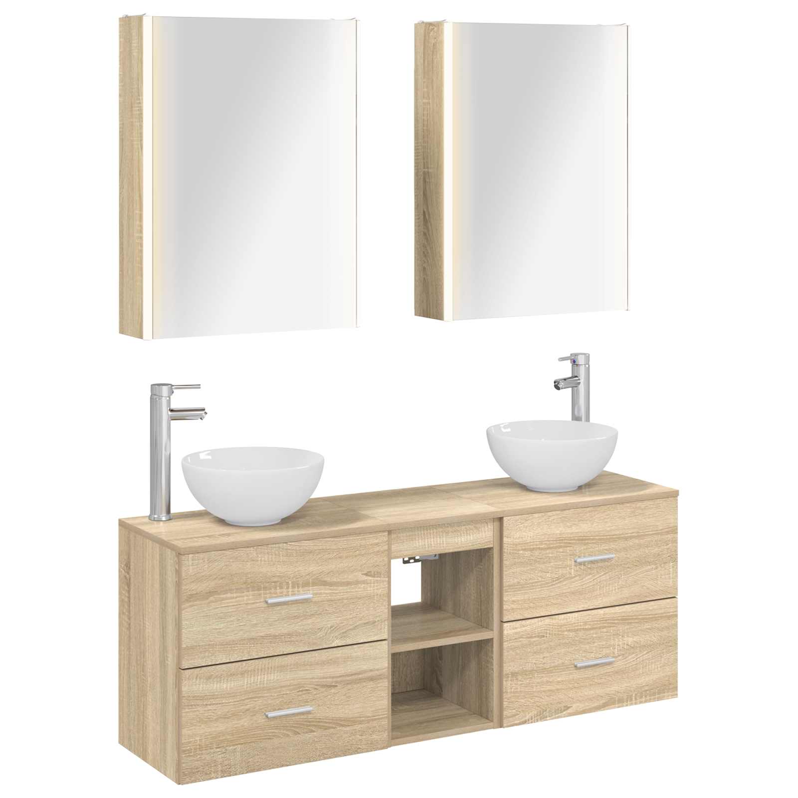 vidaXL Badkamerkastenset 5 pcs Wit 53 x 15,5 x 70 cm Bewerkt hout