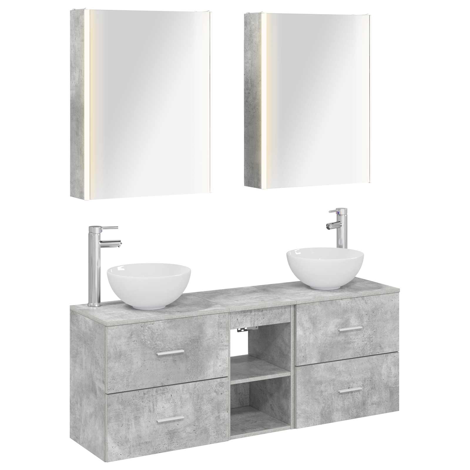 vidaXL Badkamerkastenset 5 pcs Wit 53 x 15,5 x 70 cm Bewerkt hout